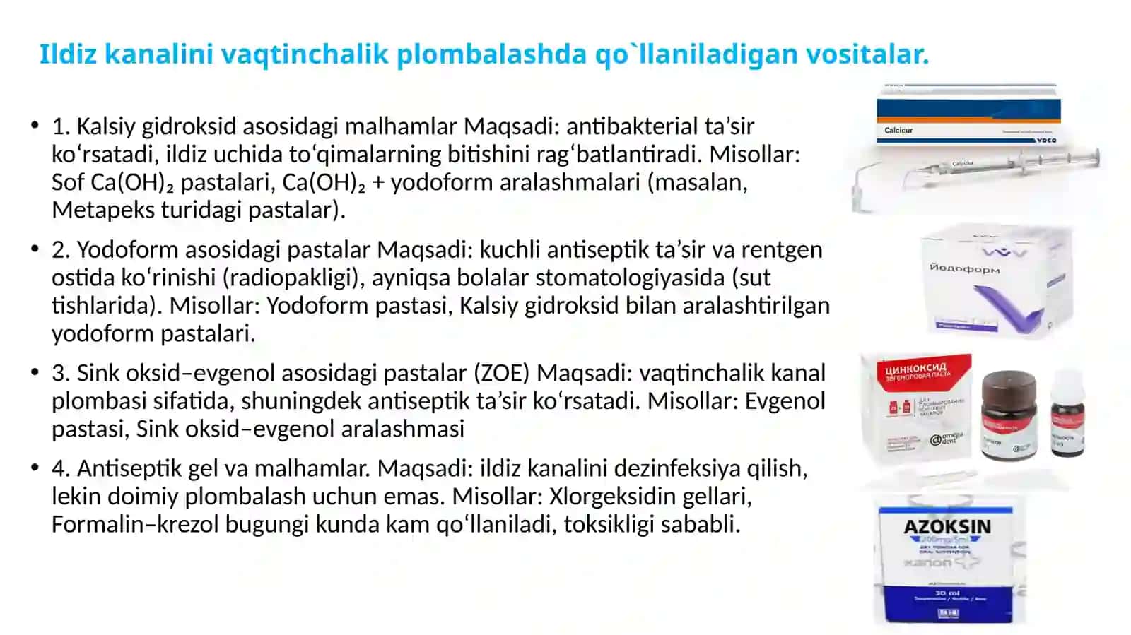 ildiz kanalini plombalashda qotmaydigan malhamlar 3