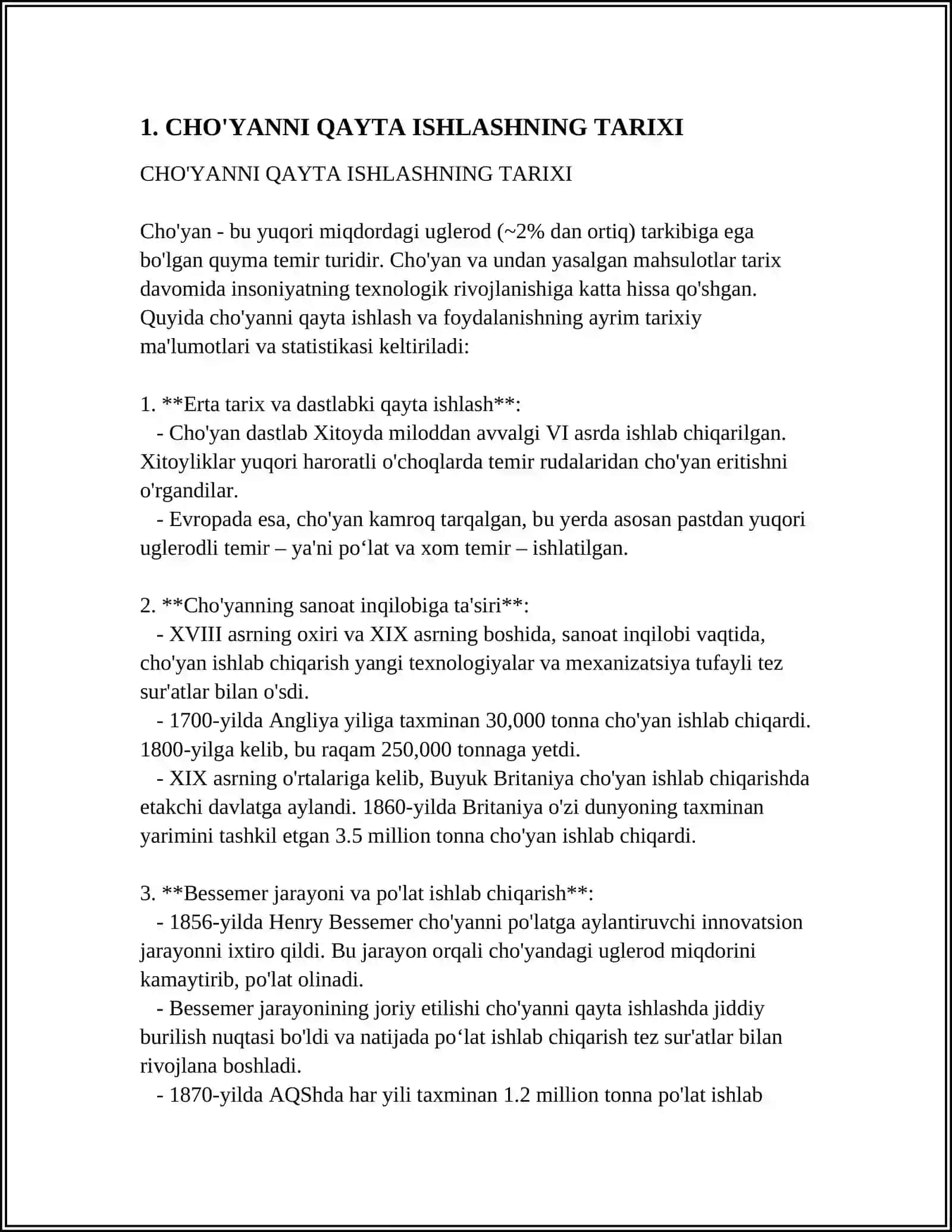 CHO'YANNI QAYTA ISHLASH 3