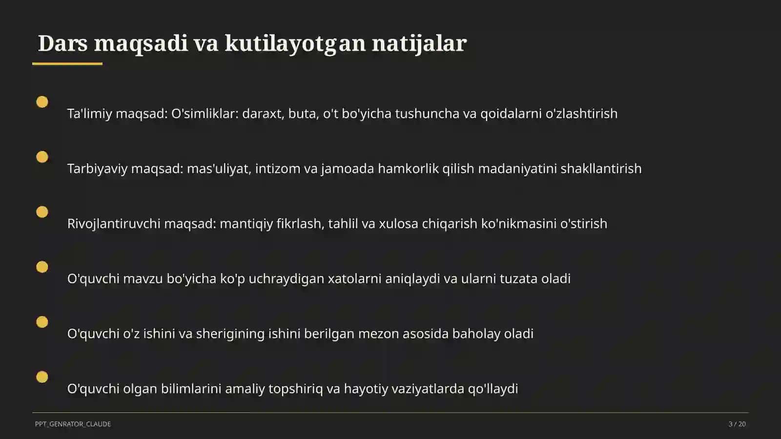 O'simliklar: daraxt, buta, o't (1-sinf) 3