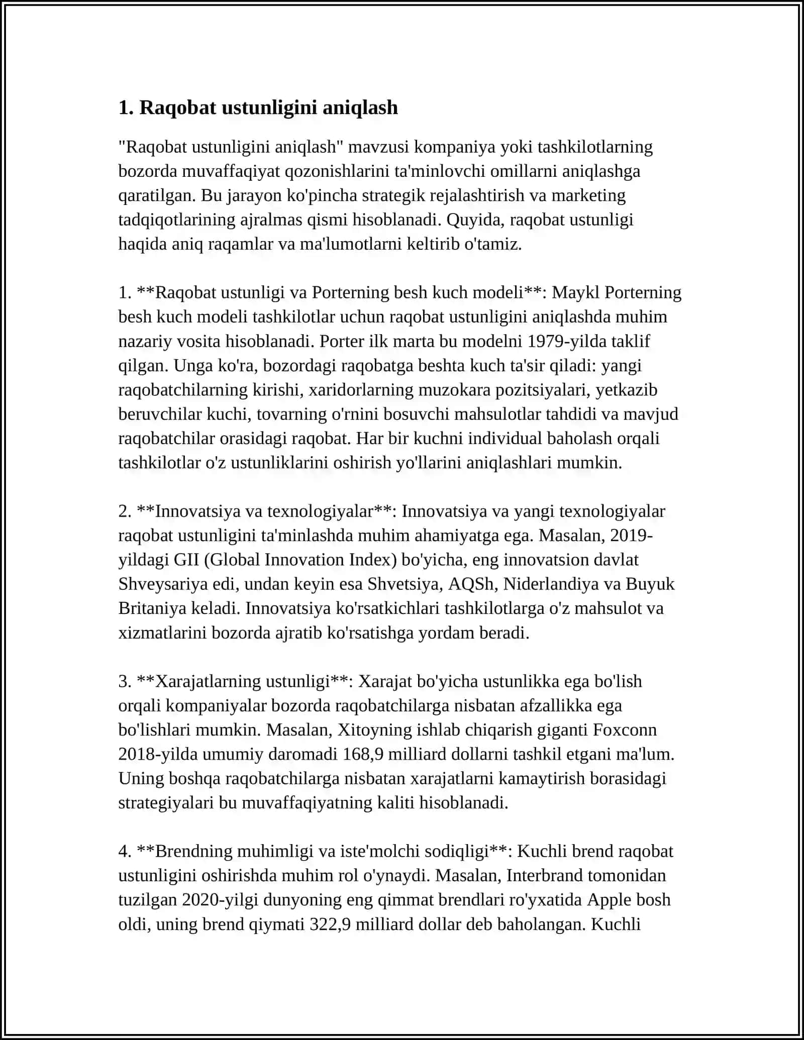 BIZNESDA RAQOBAT USTUNLIGINI TA’MINLASH BIZNESDA RAQOBATBARDOSHLIKNI BAHOLASH USLUBLLARI 3