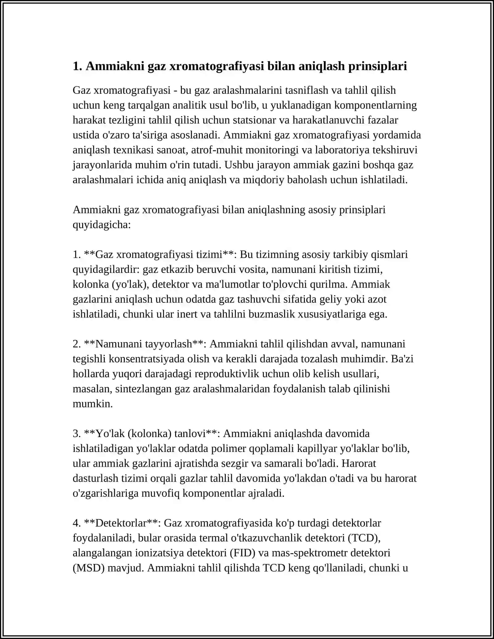 GAZ XROMATOGRAFIYASI YORDAMIDA AMMIAK TAHLILI 3
