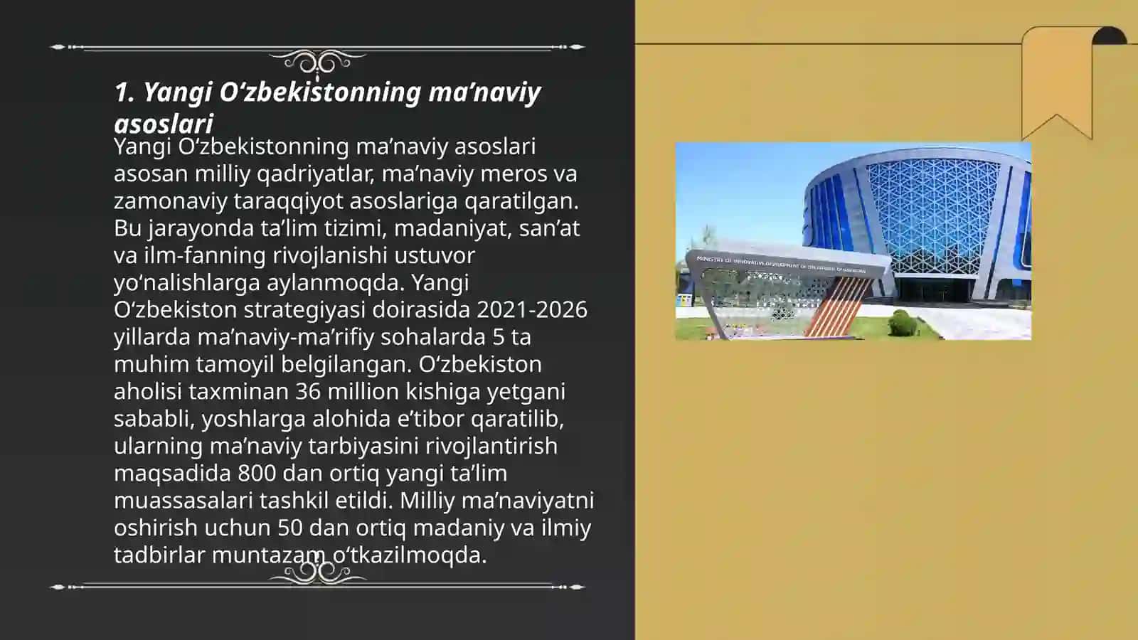 Yangi Oʻzbekistonda amalga oshirilayotgan manaviy oʻzgarishlar 3