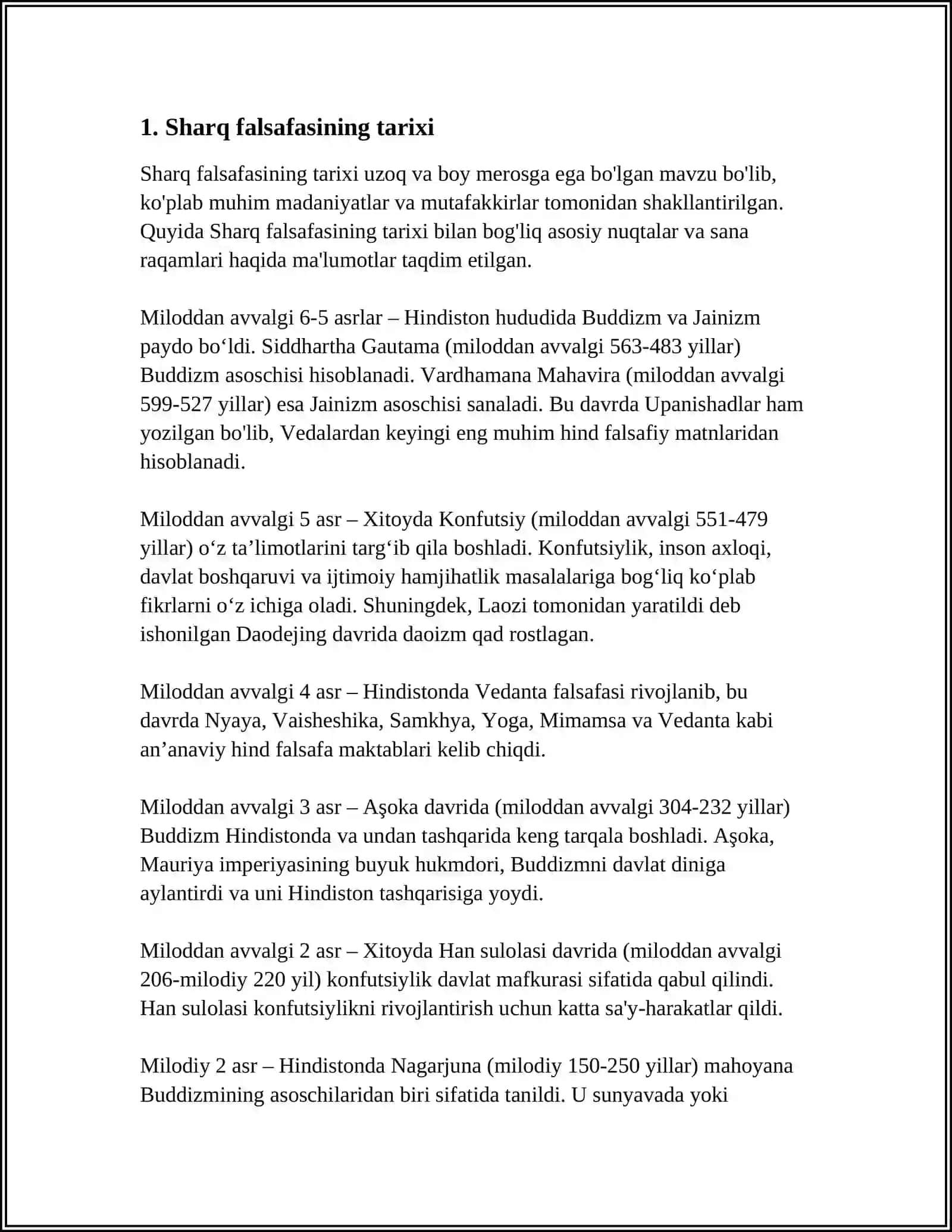 MUSTAQIL ISH Mavzu: FALSAFIY TAFAKKUR TARAQQIYOT, SHARQ FALSAFASI 3