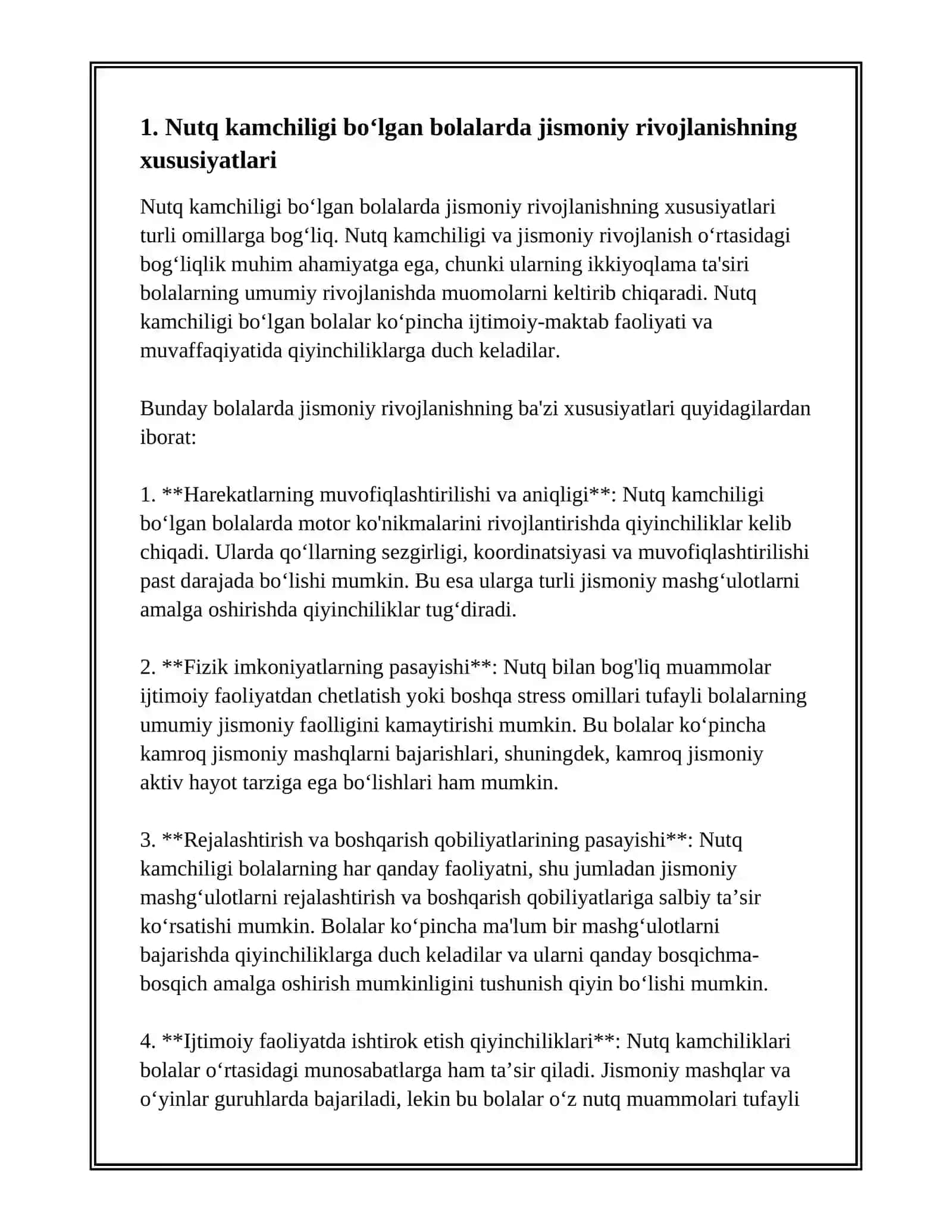 NUTQ KAMCHILIGIGA EGA BOʻLGAN BOLALARDA JISMONIY RIVOJLANISH VA SOGʻLOM TURMUSH TARZINI SHAKLLANISHI. BOLALARNI IJTIMOIY HISSIY RIVOJLANISHI 3