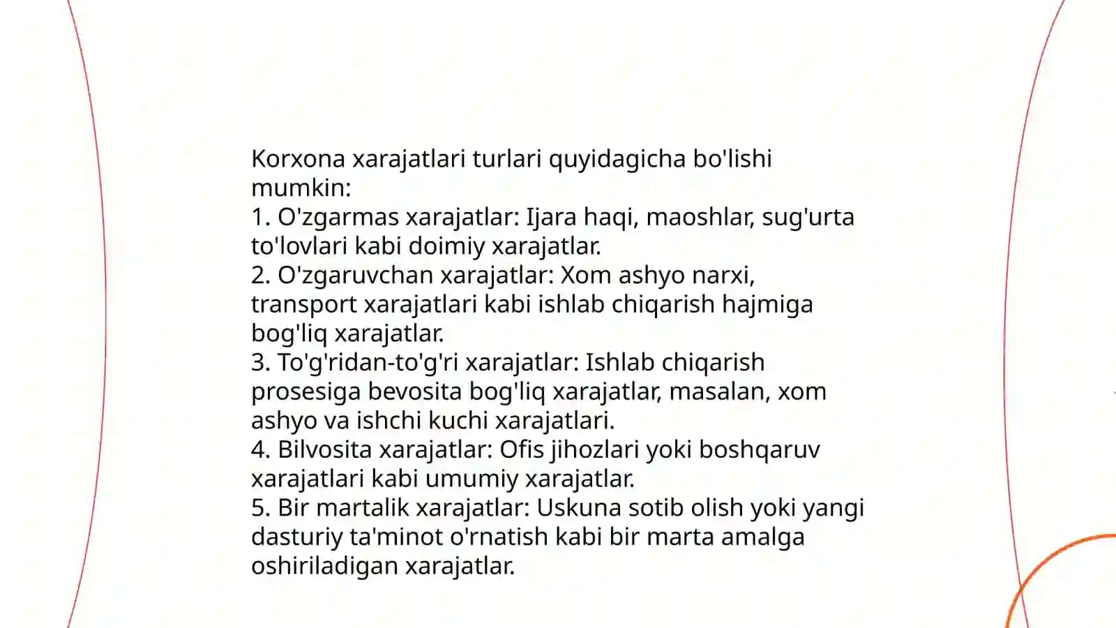 Korxona xarajatlari va foydasi 3