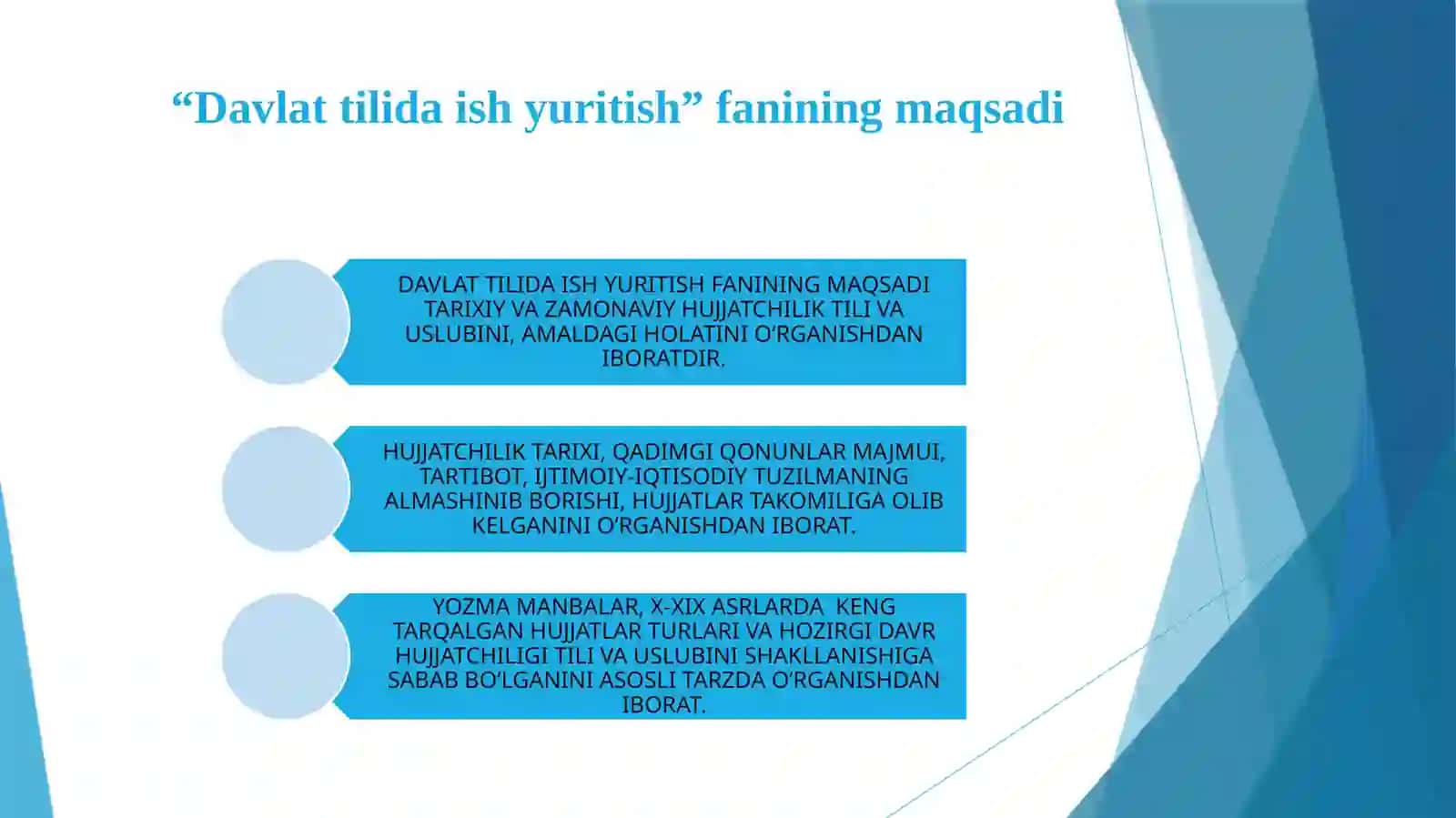 DAVLAT TILIDA ISH YURITISH 3