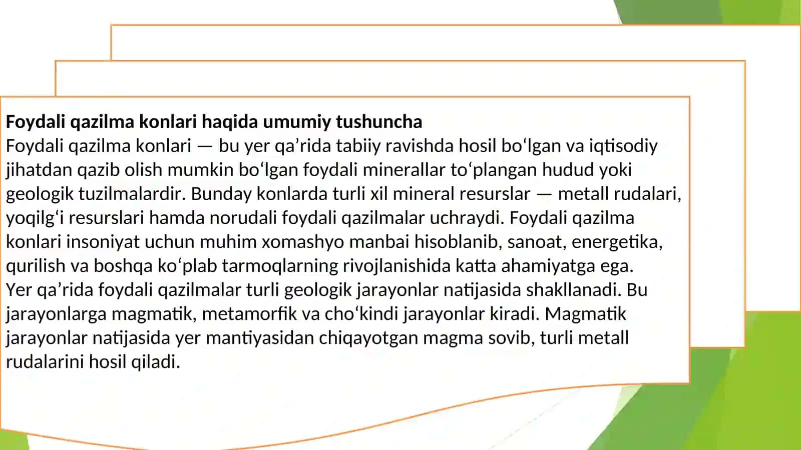 Foydali qazilma konlari, Foydali qazilmalarning turlari. 3