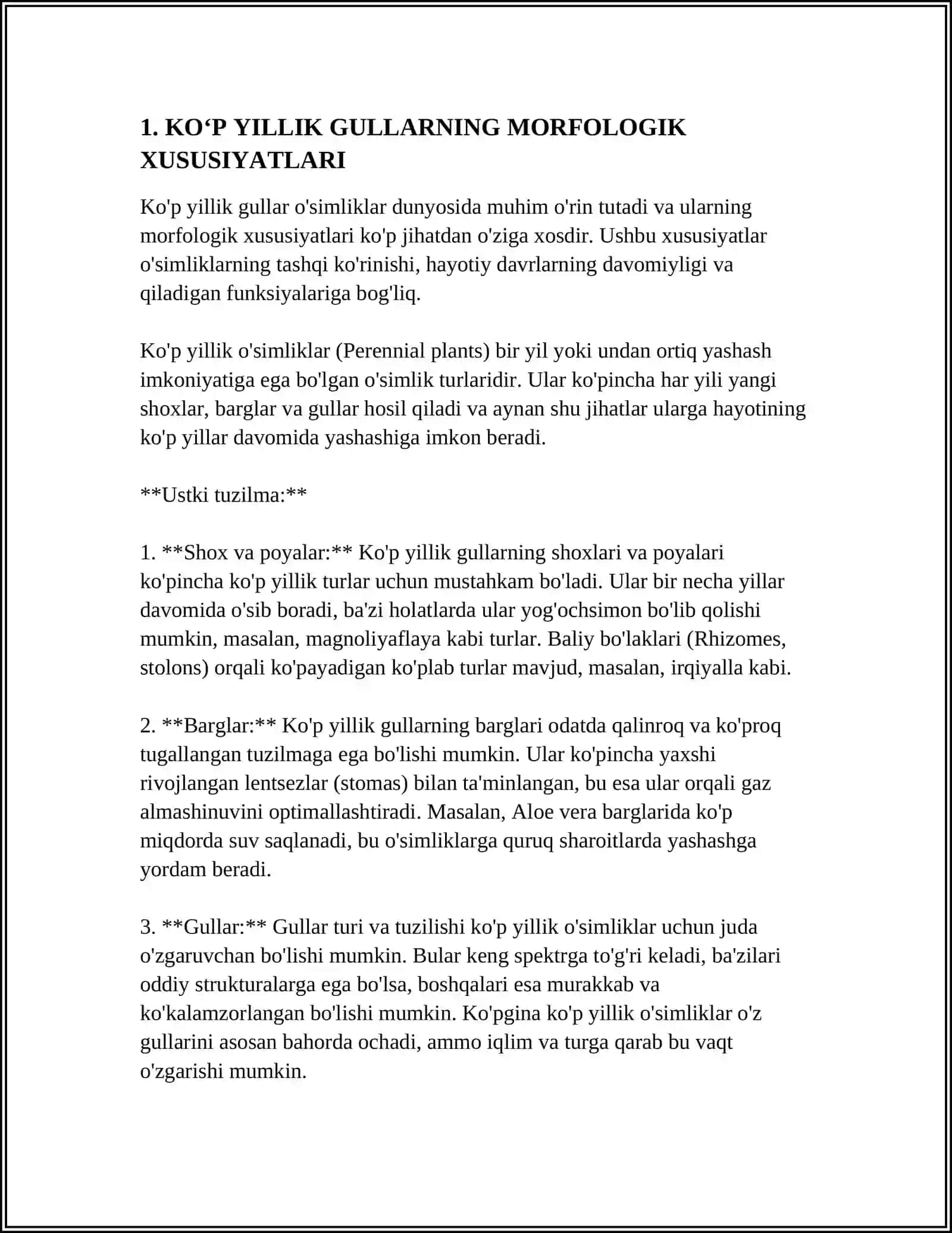 KOʻP YILLIK GULLARNING GULLASH MUDDATLARI VA MORFOLOGIYASIGA KOʻRA TAXLILI 3