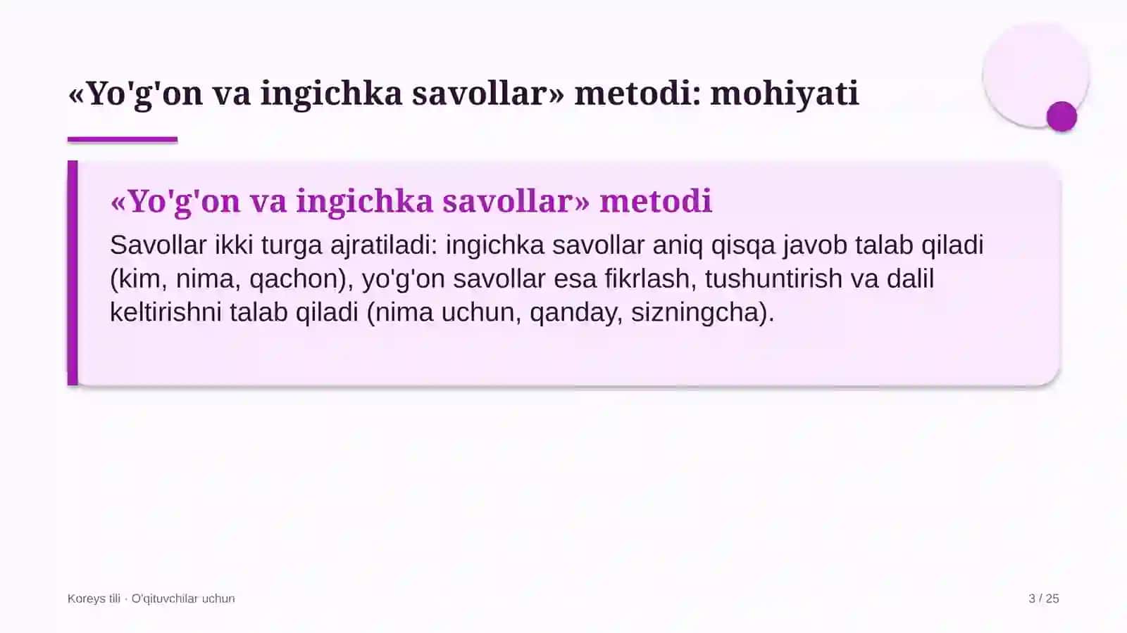 koreys tili darslarida yo'g'on va ingichka savollar metodidan foydalanish 5449 3