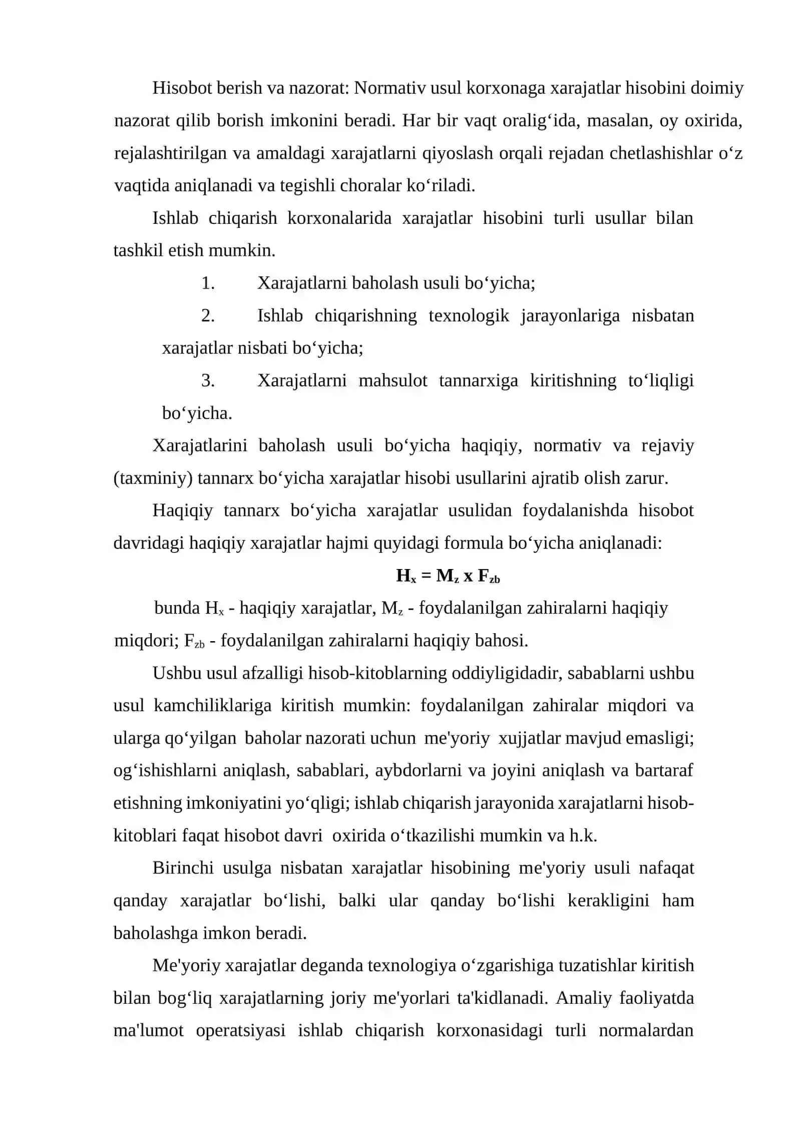 BOSHQARUV HISOBI fanidan “XARAJATLAR XISOBINING NORMATIV USULI” mavzusida MUSTAQIL ISH 3