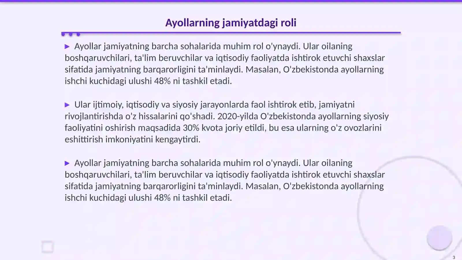 Ayol jamiyatning ildizi 3