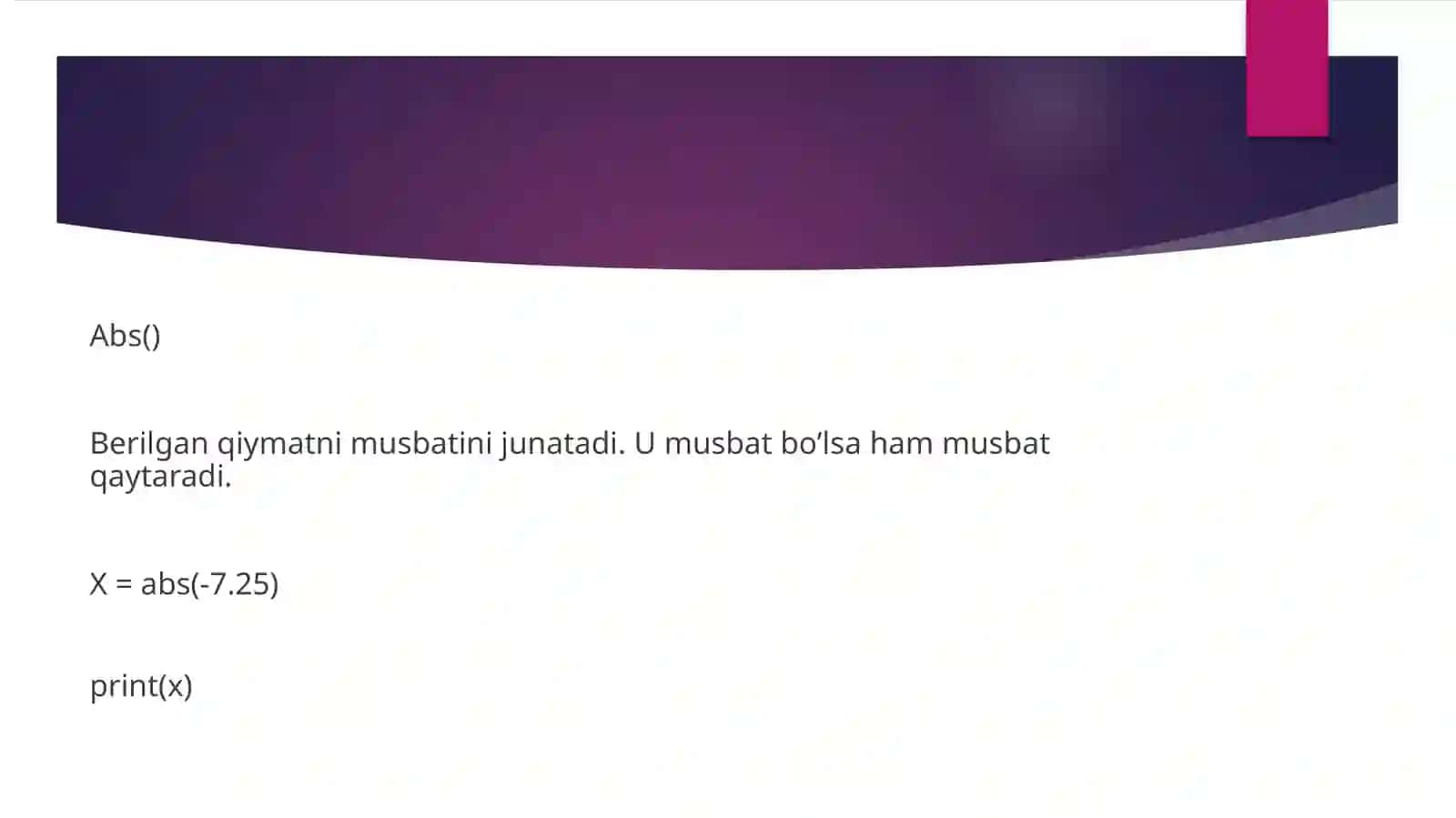 Python qo’llaniladigan matematik funksiyalar 3