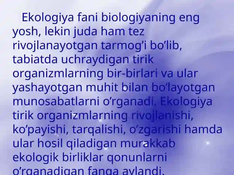 Ekologiyafanining boshqafanlar bilan aloqasi 3