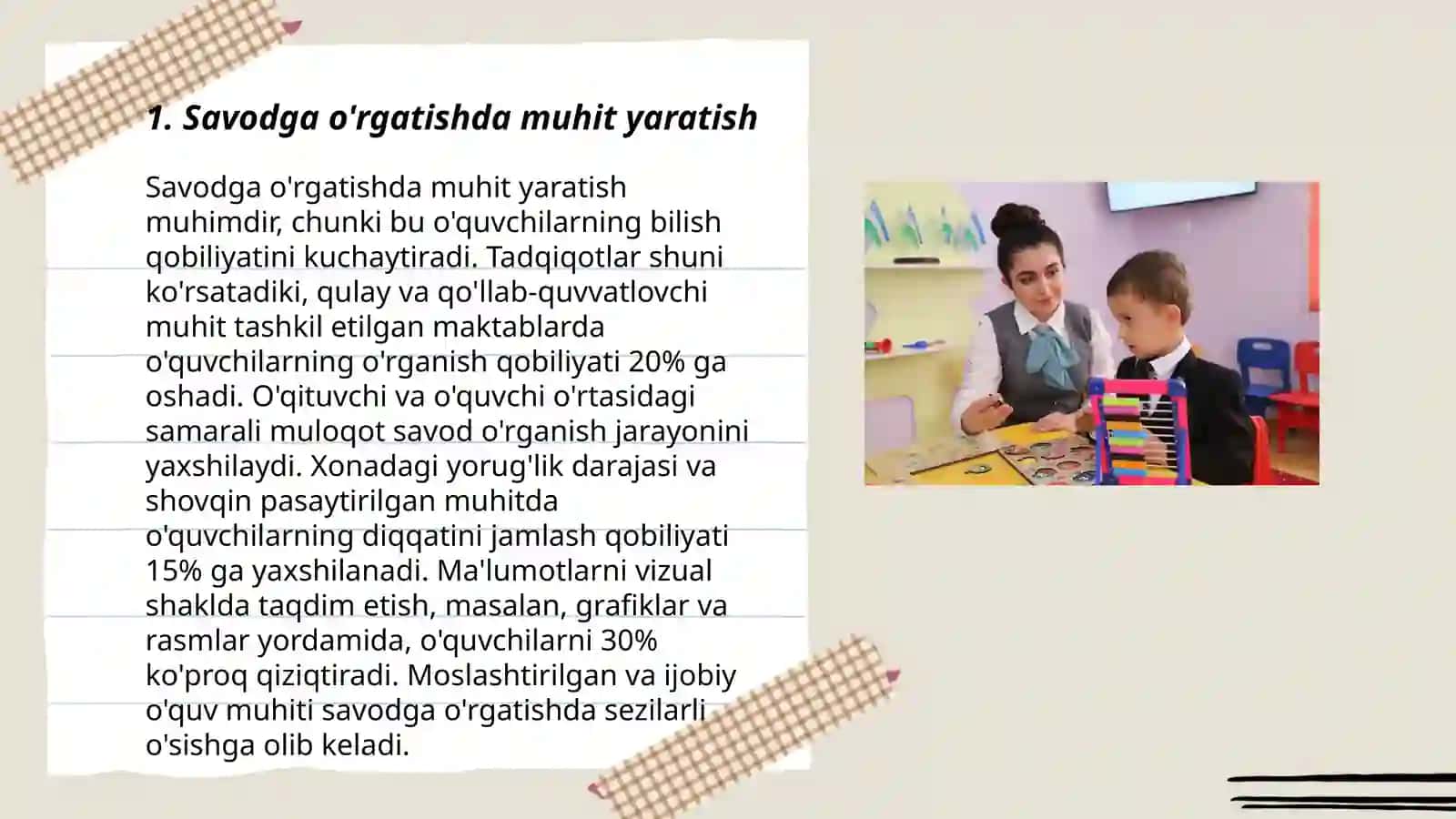 Savodga o'rgatishda muhit yaratish 3