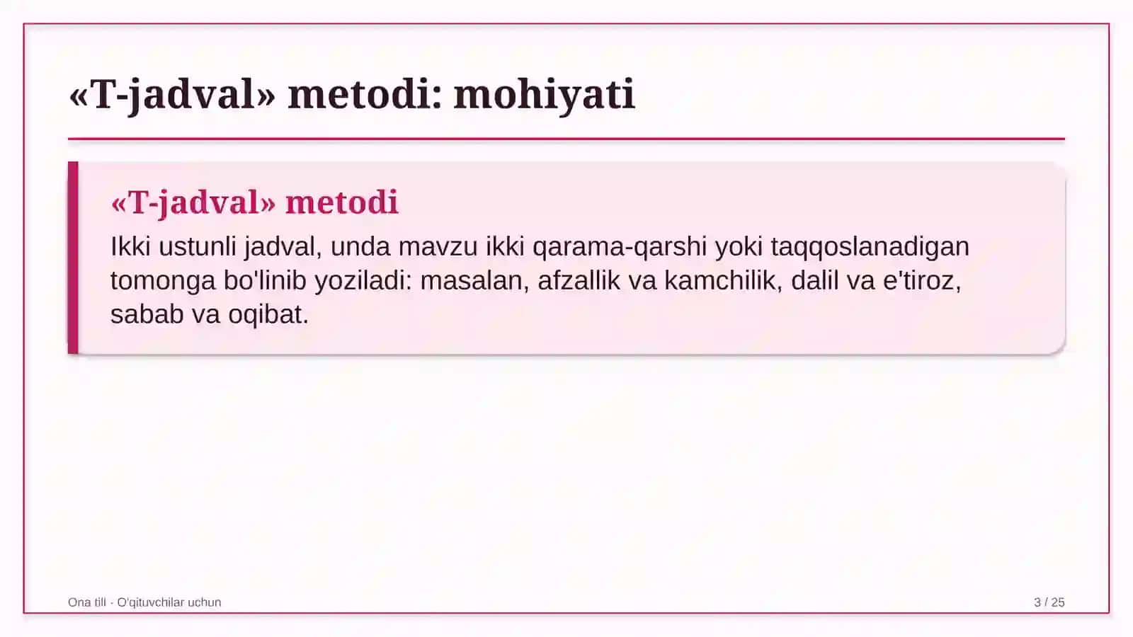 ona tili darslarida t jadval metodidan foydalanish 9816 3