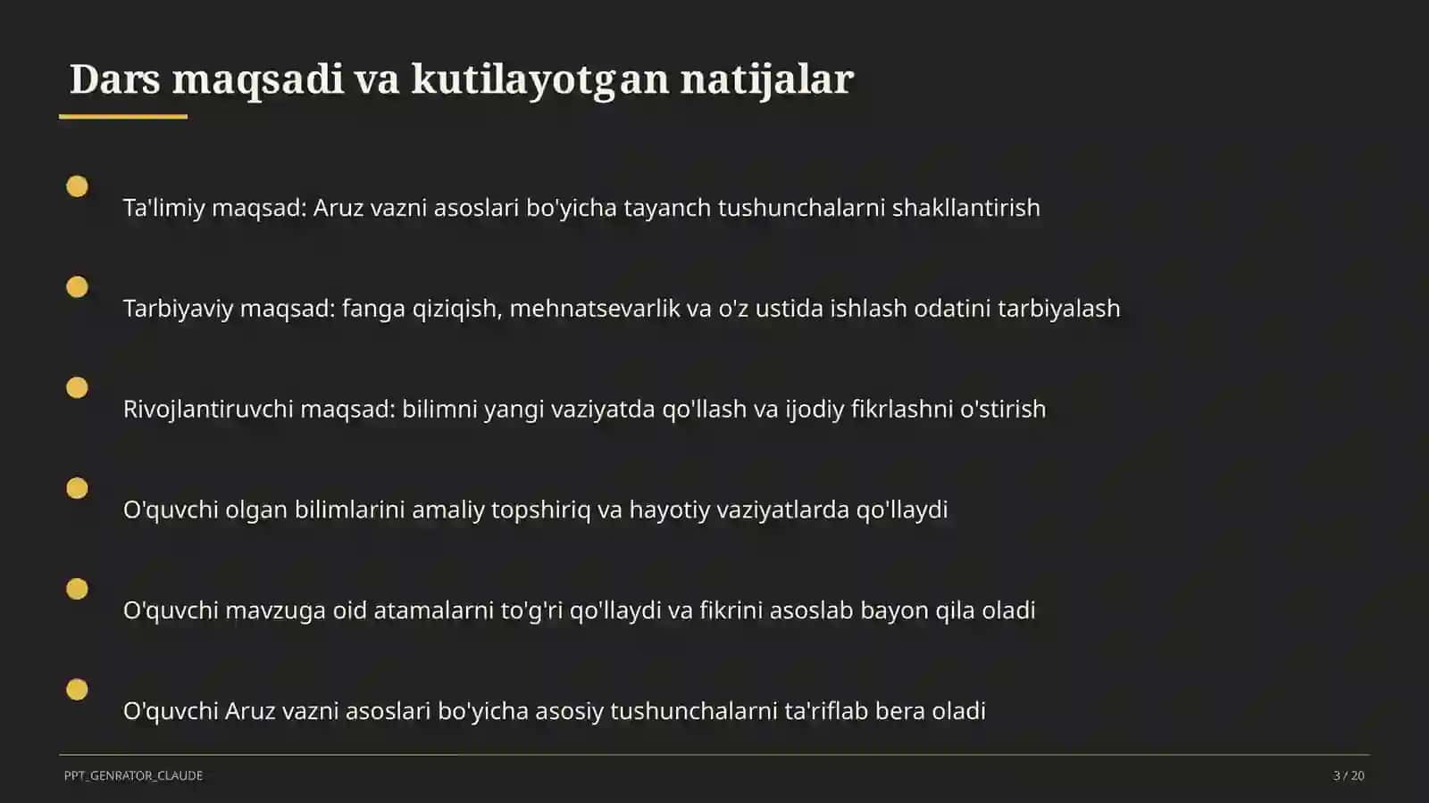 Aruz vazni asoslari (9-sinf) 3
