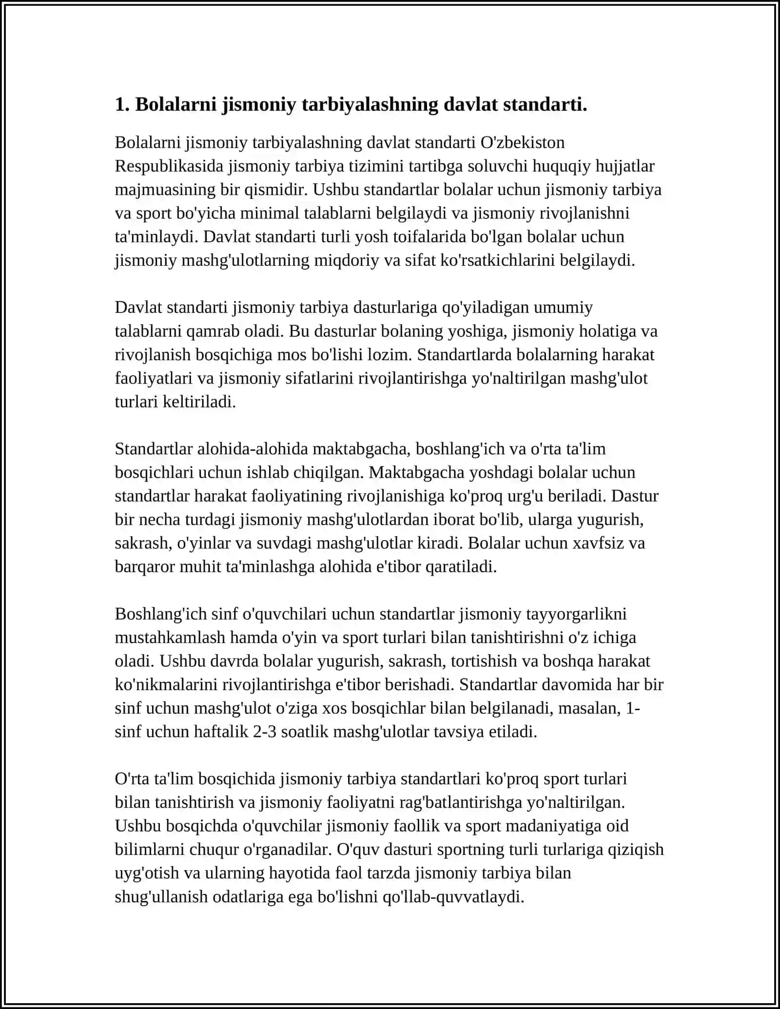 BOLALARNI JISMONIY TARBIYANING DAVLAT MIQYOSIDAGI AHAMIYATI HUQUQIY ASOSLAR DOIRASIDA 3