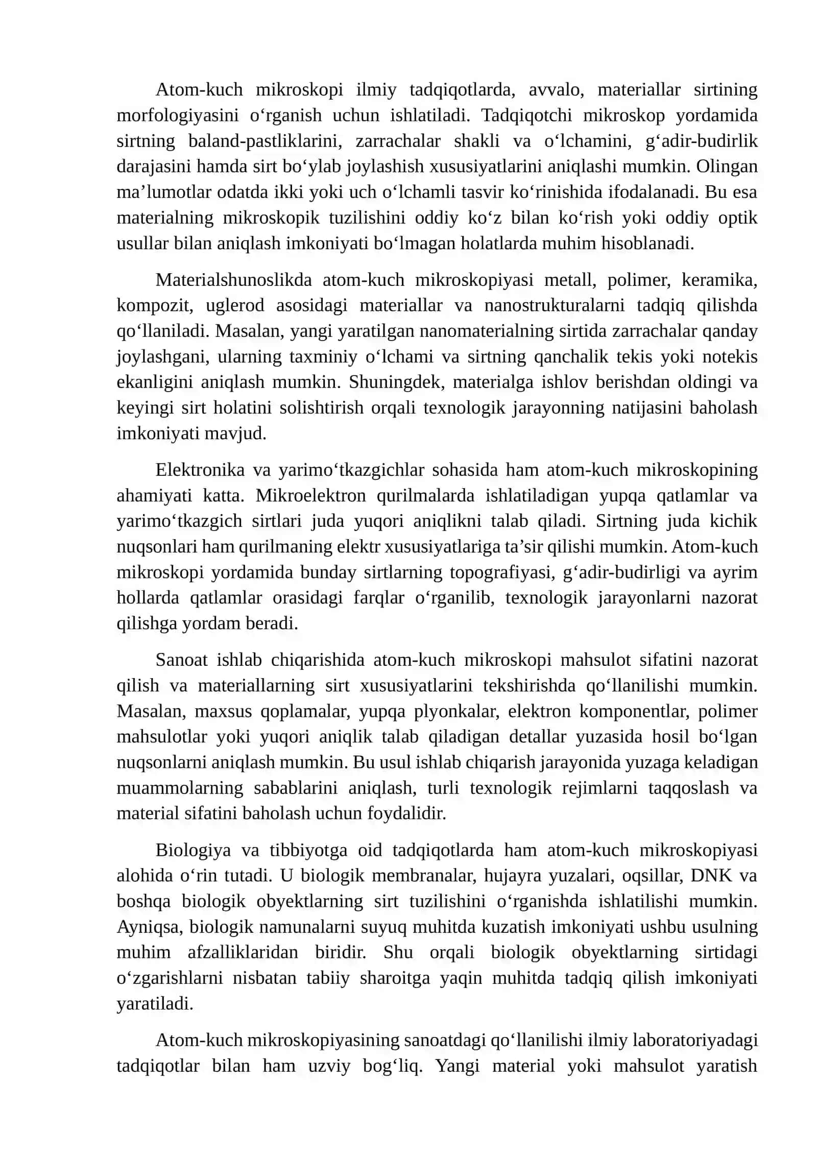 Atomno-kuch mikroskopining ilmiy tadqiqot va sanoatda ishlab chiqarishda qo‘llanilishi 3