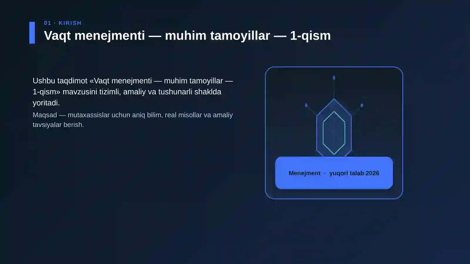 Vaqt menejmenti — muhim tamoyillar — 1-qism 3