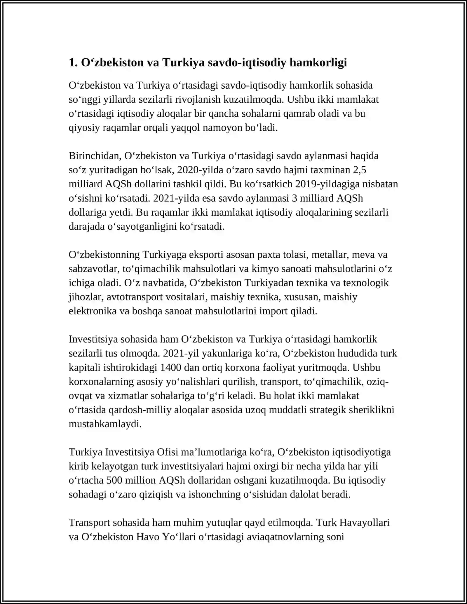 OʻZBEKISTON VA TURKIYA MUNOSABATLARI 3