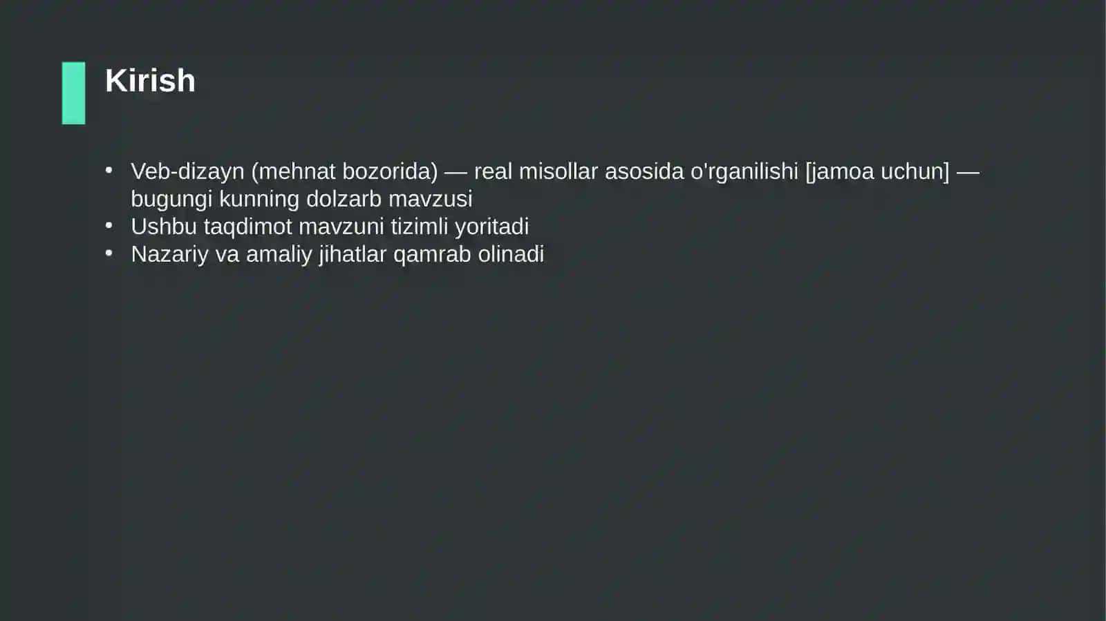 Veb-dizayn (mehnat bozorida) — real misollar asosida o'rganilishi [jamoa uchun] 3