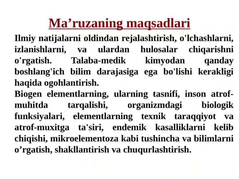 Kimyo va atrof muhit. Biogen elementlar 3