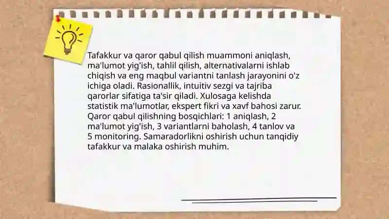 Tafakkur va qaror qabul qilish 3