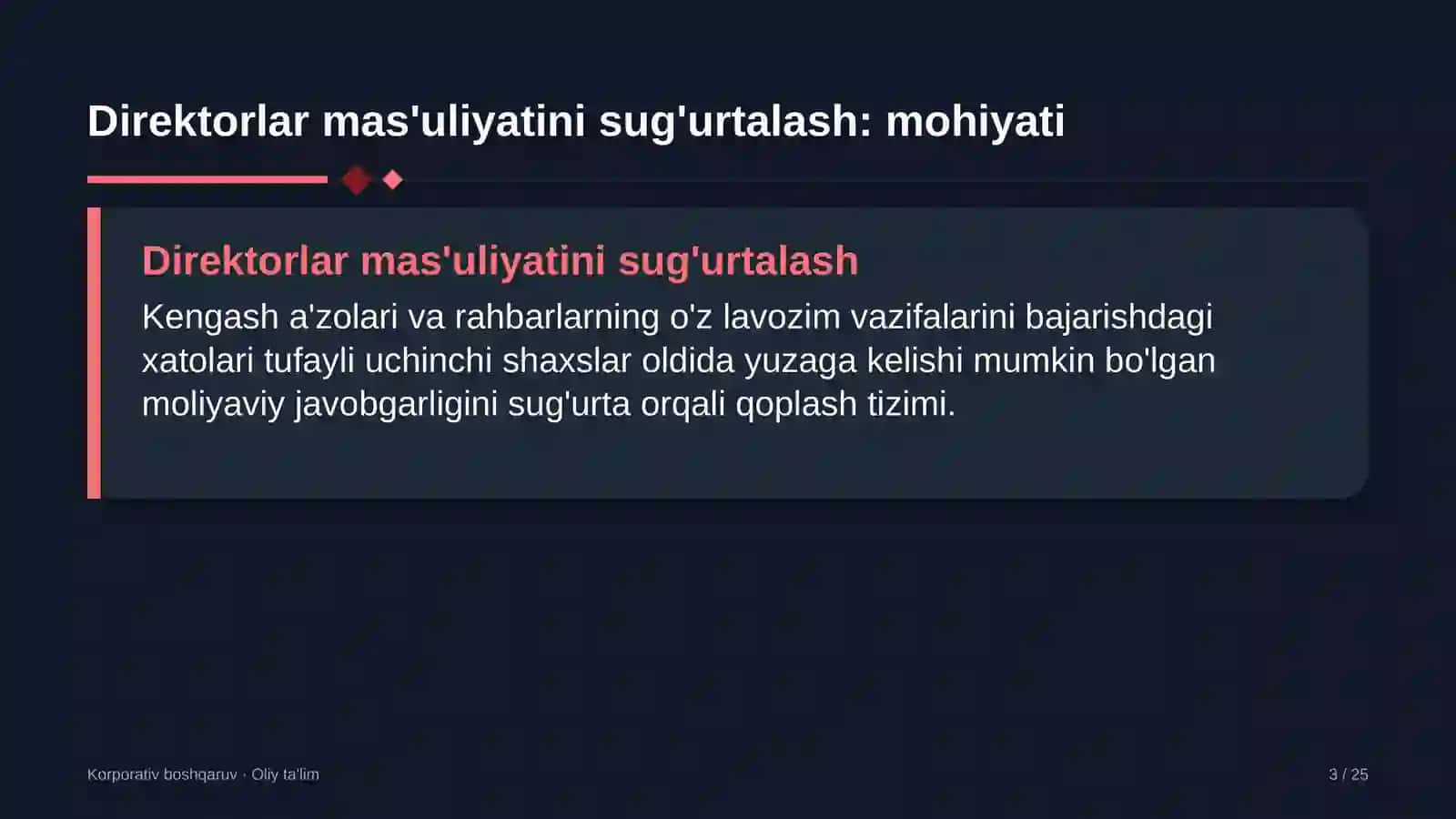 Turizm qishloqlarida direktorlar mas'uliyatini sug'urtalash 3