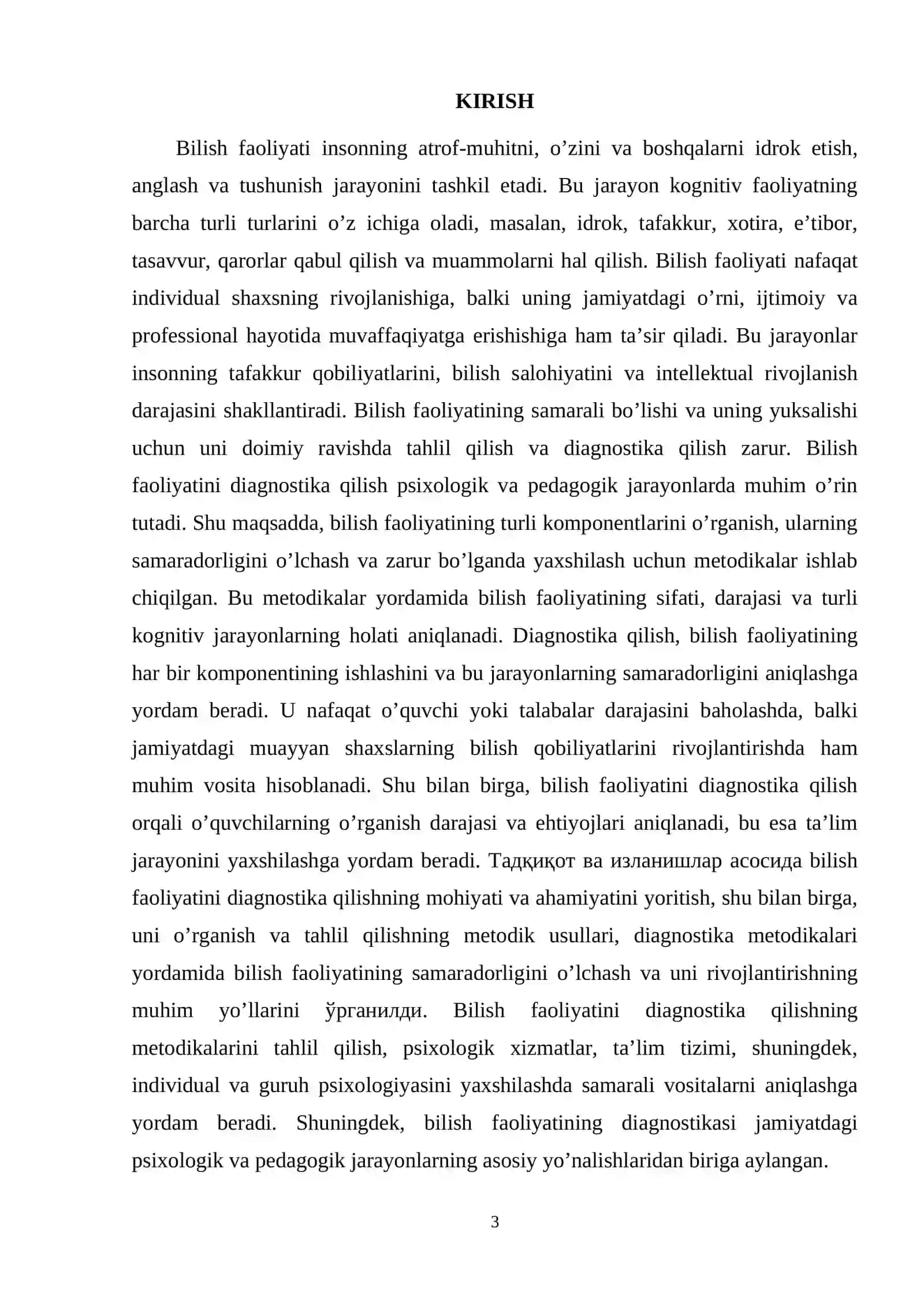 BILISH FАОLIYАTINI DIАGNОSTIKА QILISH MЕTОDIKАLАRI 3