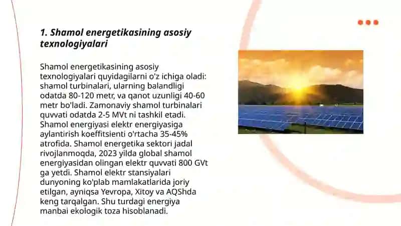 Yashil energetika tarmoqlari: shamol va quyosh energiyasi 3