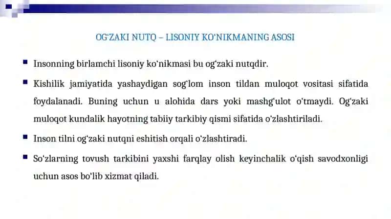 O‘QUVCHILARDA OG‘ZAKI NUTQ KO‘NIKMALARINI SHAKLLANTIRISH METODIKASI 3