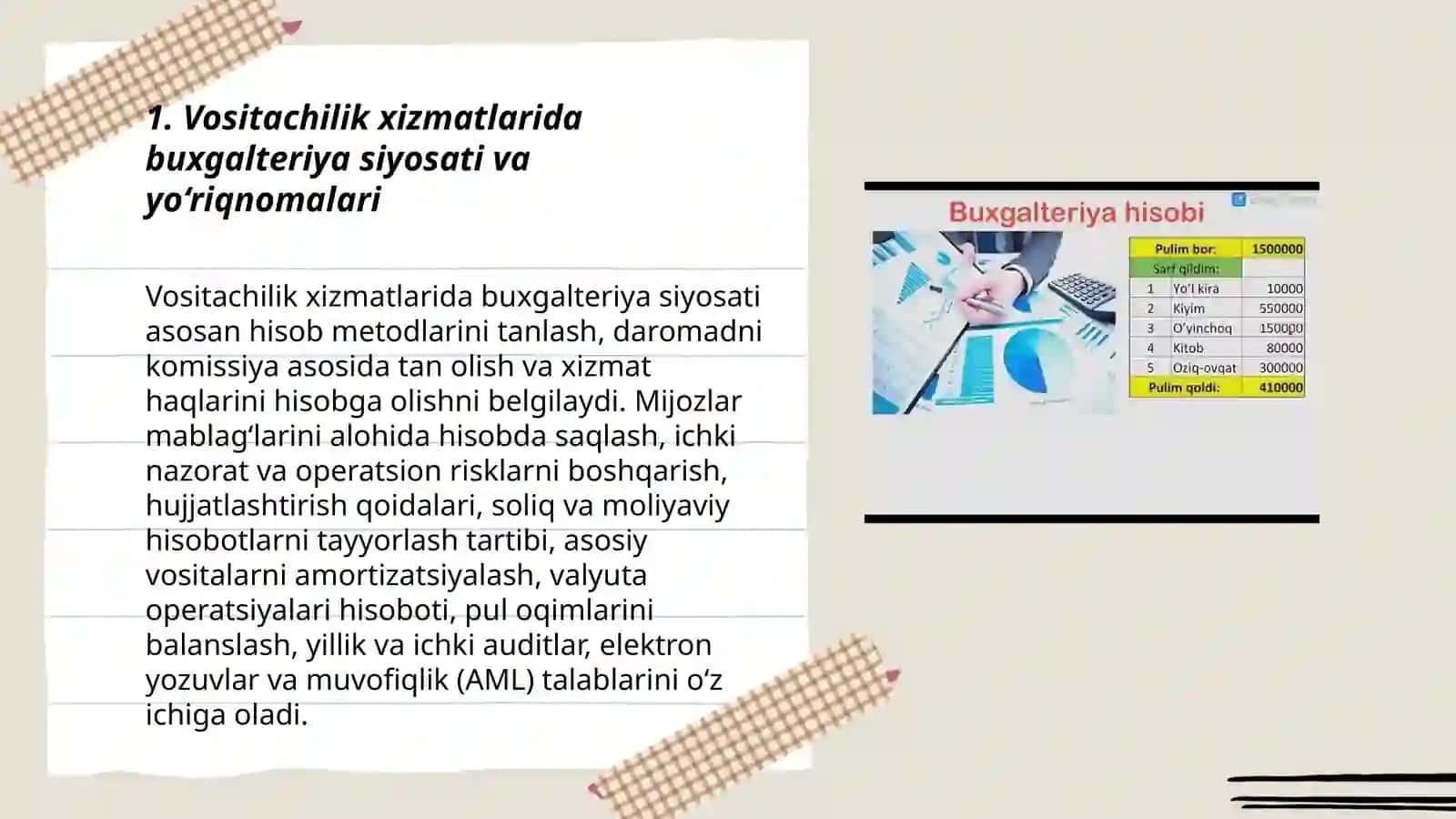 Vositachilik xizmatlarni ko‘rsatuvchi sub’ektlarda buxgalteriya hisobi 3