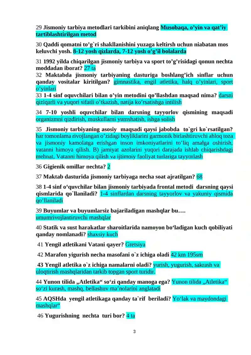 Jismoniy tarbiya nazariyasi va metodikasi fanidan 3