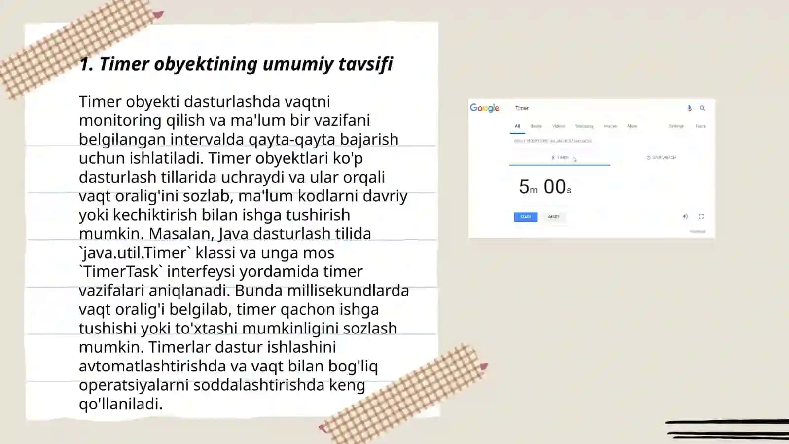 Timer obyekti va undan foydalanish 3