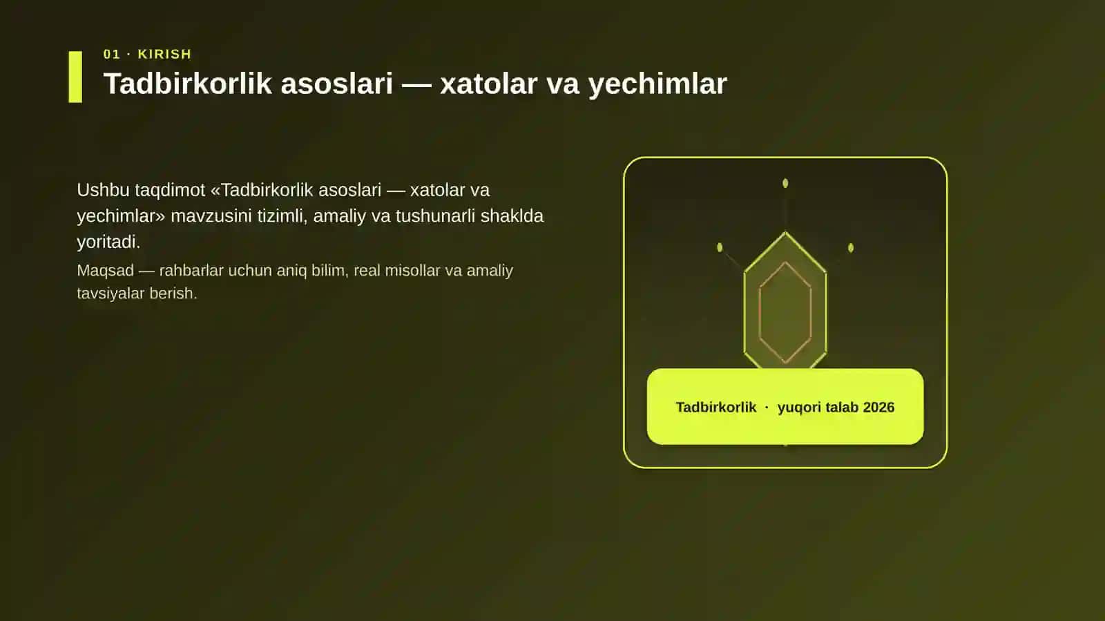 Tadbirkorlik asoslari -- xatolar va yechimlar 3