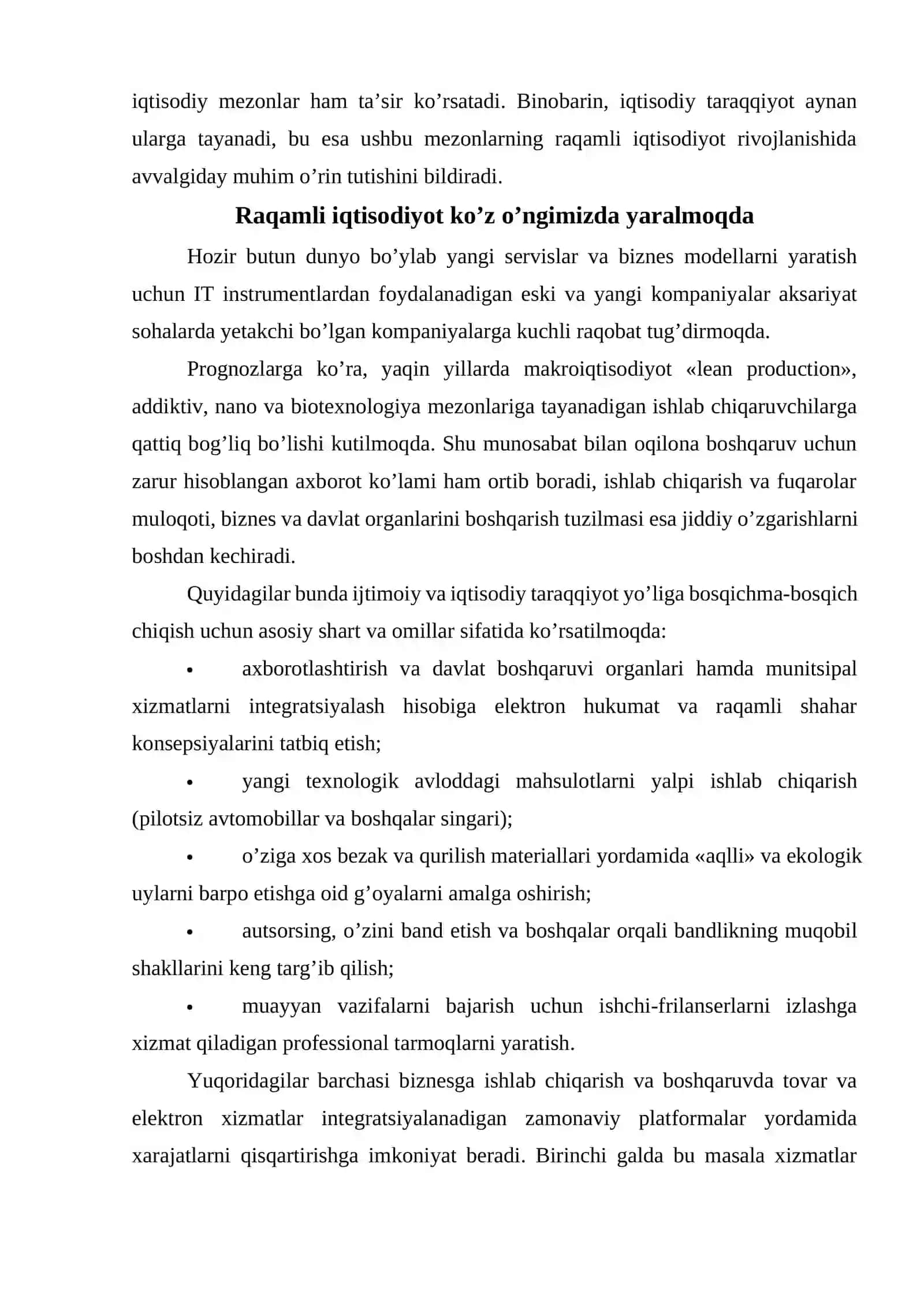 Raqamli iqtisodiyotning afzalliklari 3