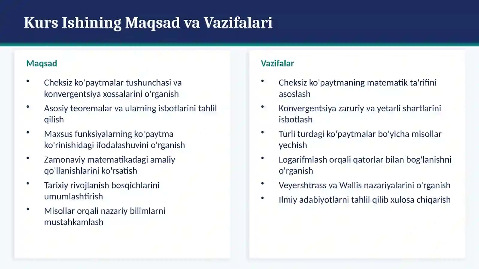 Cheksiz Ko'paytmalar 3