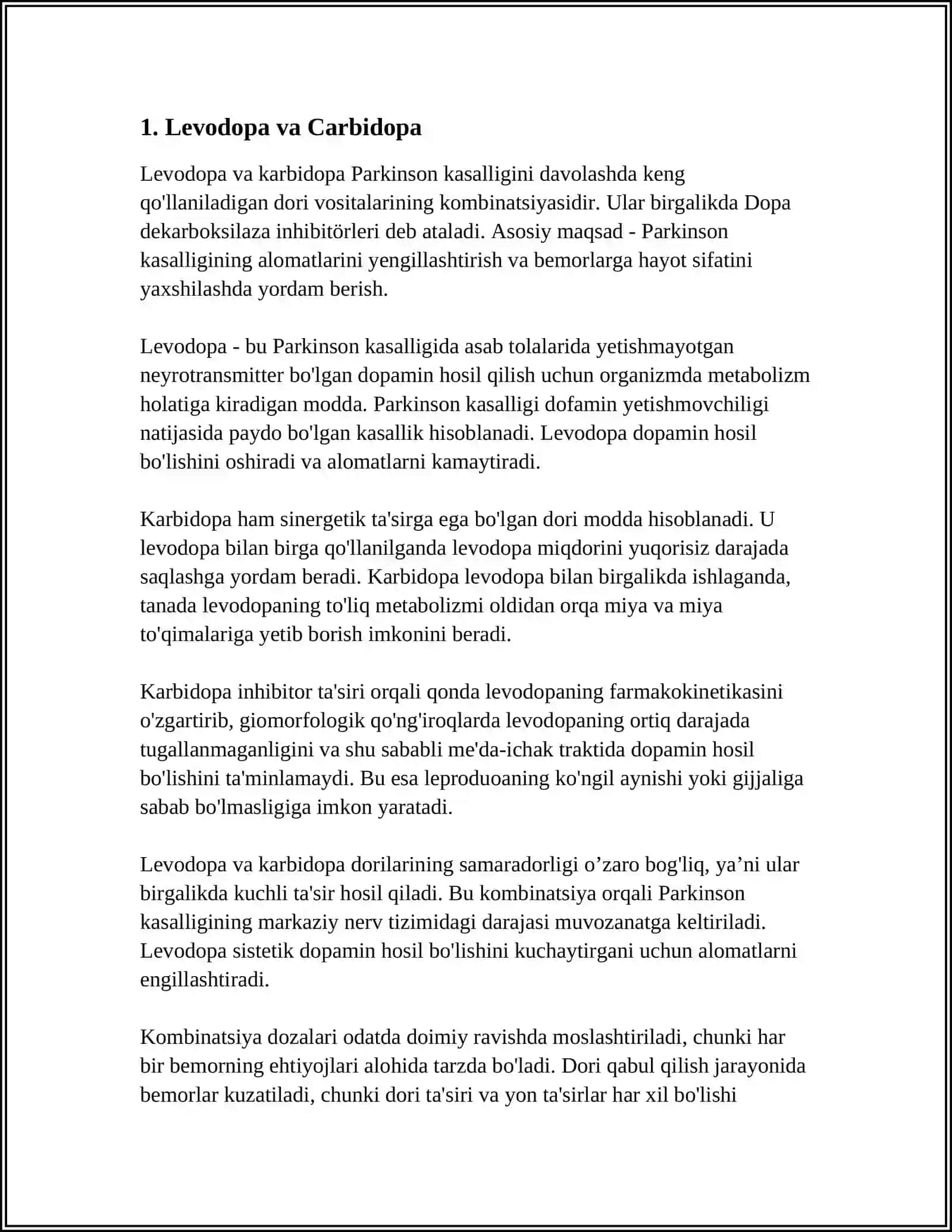 PARKINSON KASALLIGINI DAVOĹASHDA ISHLATILADIGAN DORI VOSITALAR 3