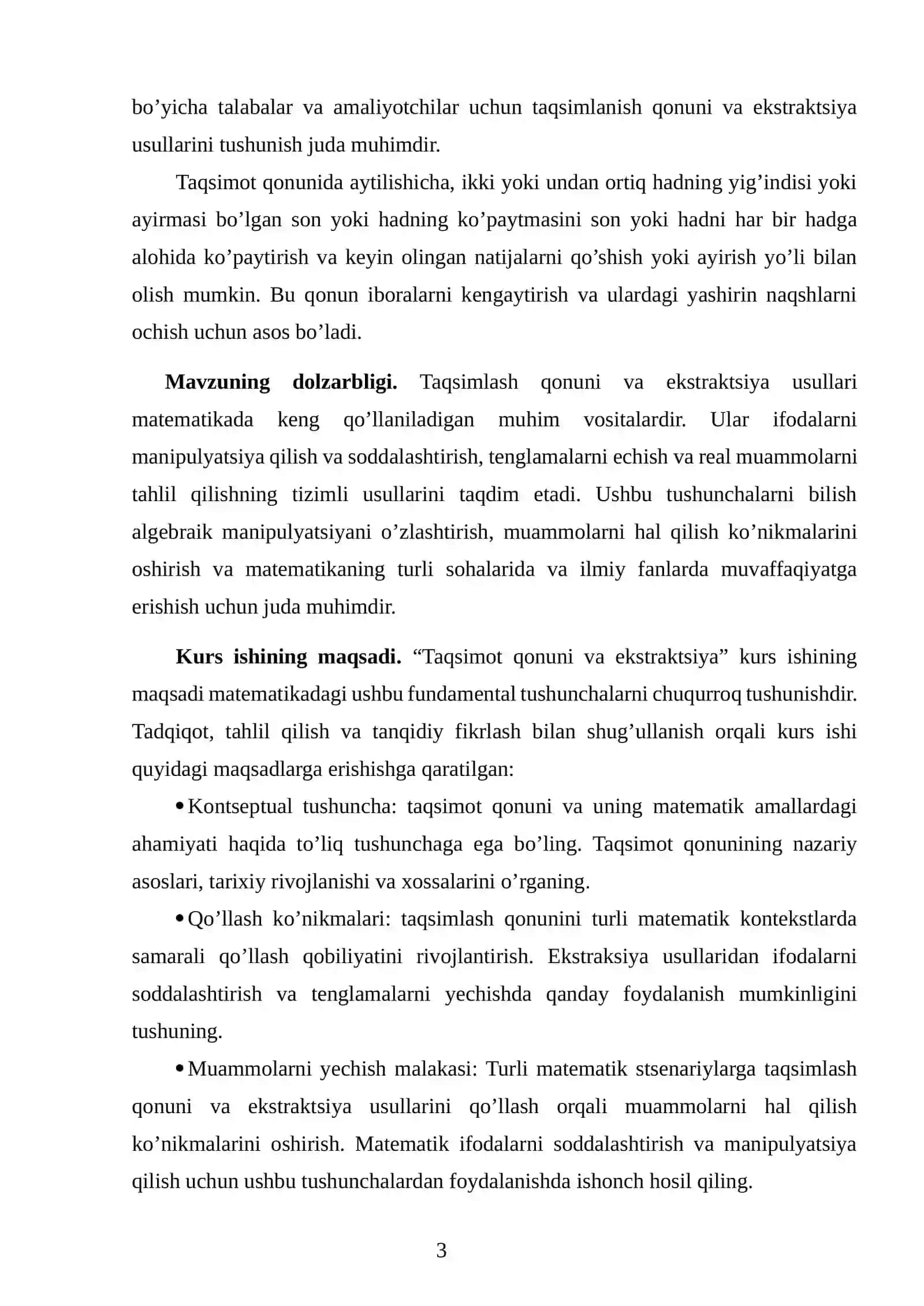 Taqsimlanish qonuni va ekstraksiya 3