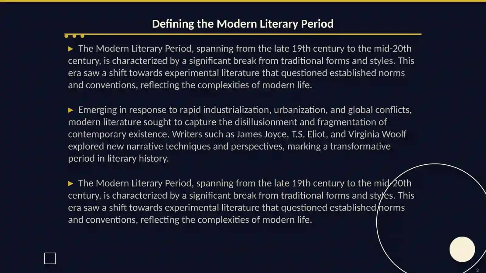 Modern period of language and literature and Virginia Woolf 3