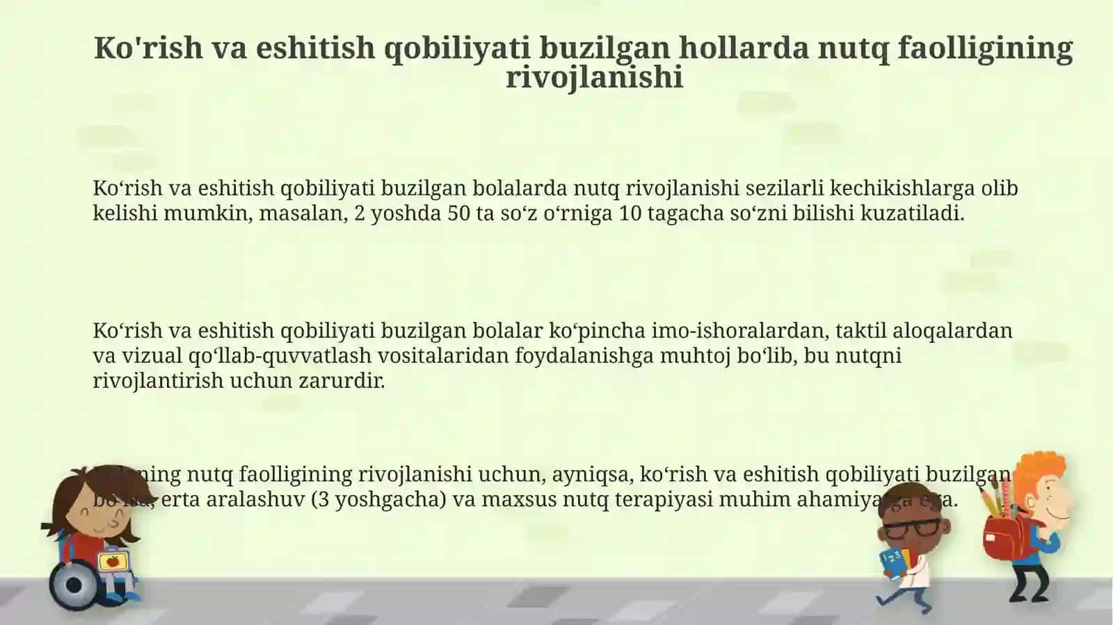 Ko'rish va eshitish qobiliyati buzilgan bolalarda nutq faolligining rivojlanishi 3