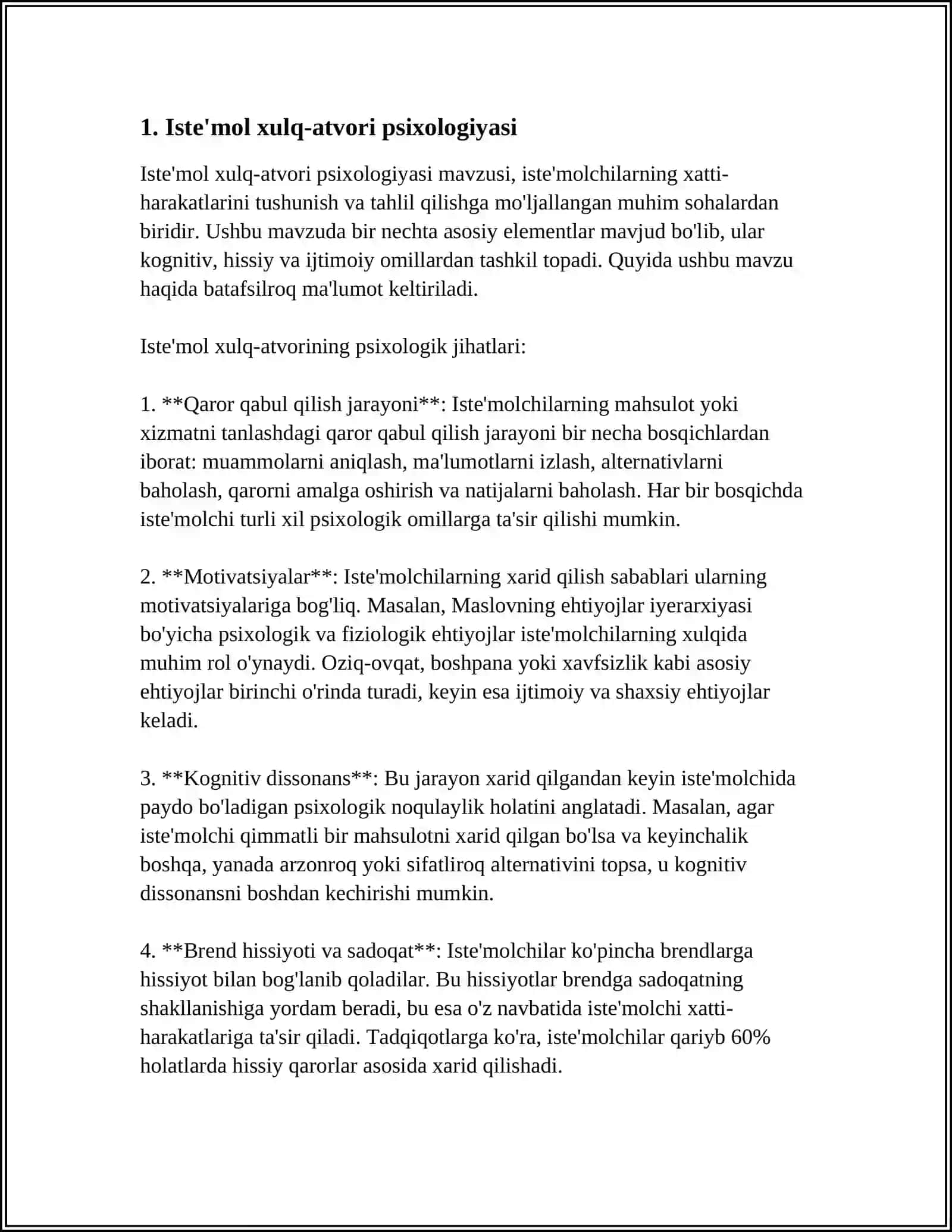 Iste'mol xulq-atvorining psixologik jihatlari 3