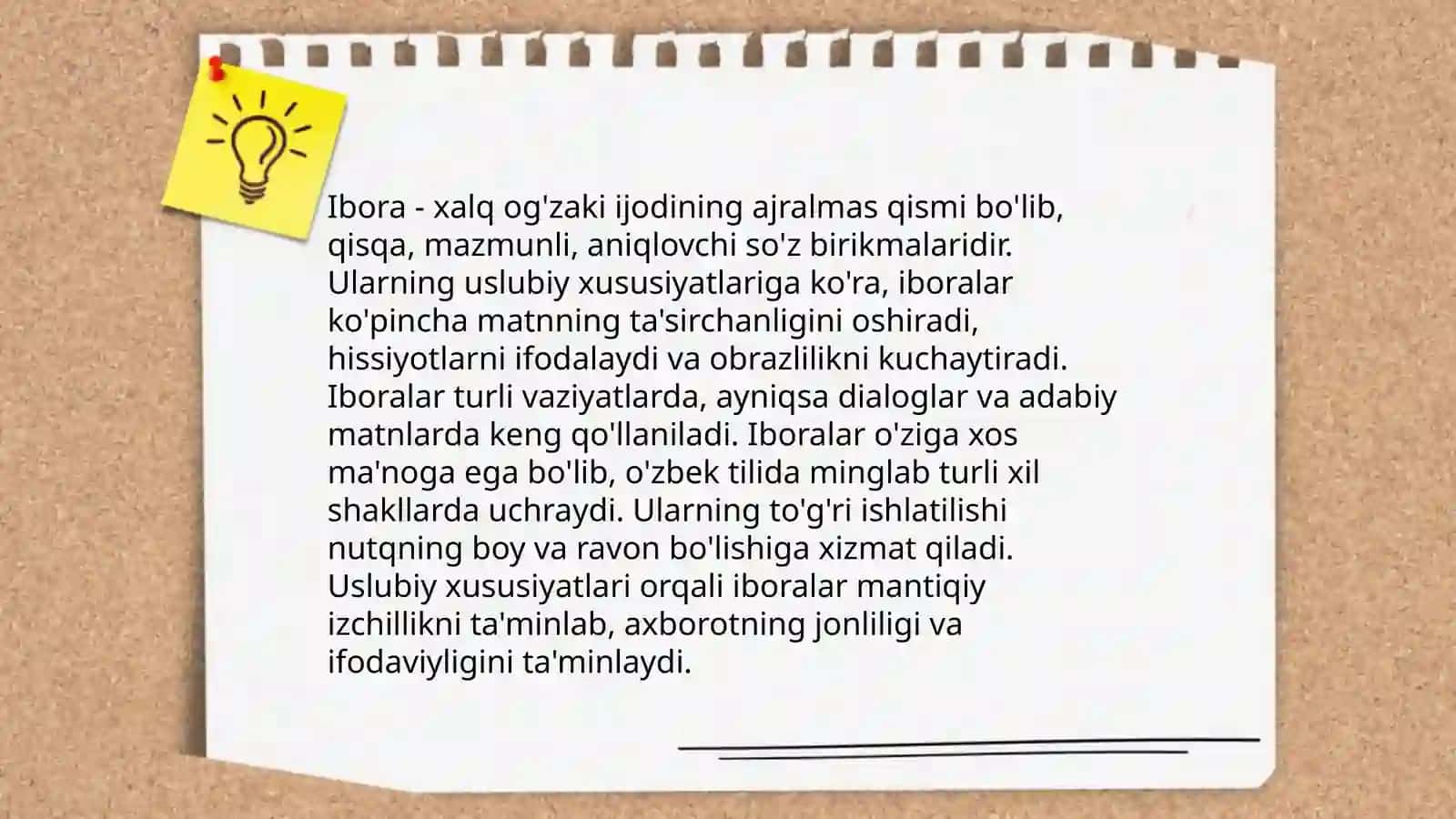 Ibora, maqol, matal, hikmatli soʻzlar va evfemizmlarning uslubiy xususiyatlari 3