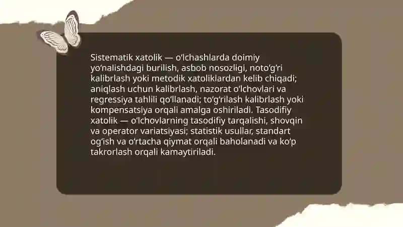Oʻlchash xatoliklarini aniqlash 3