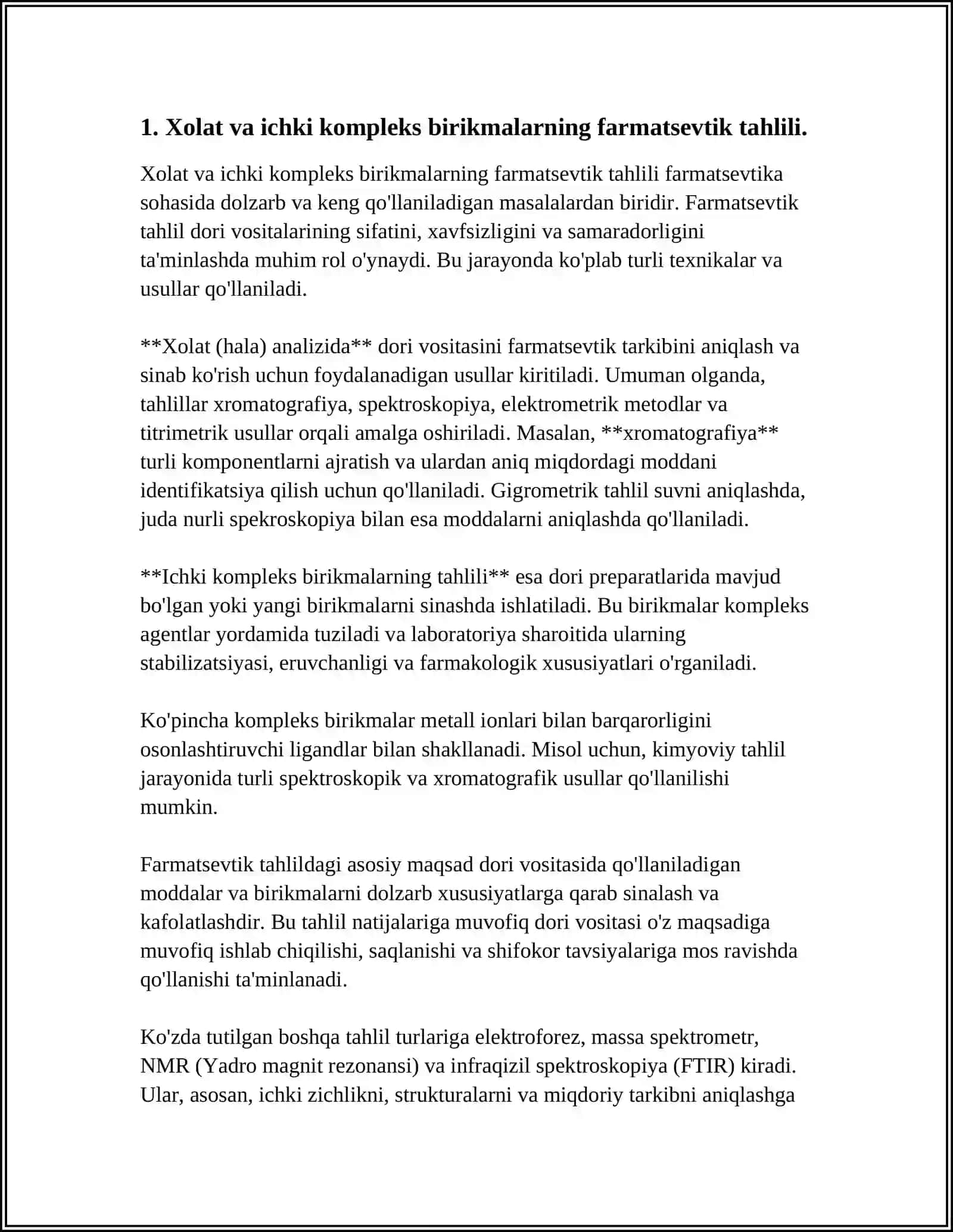 XOLAT VA ICHKI KOMPLEKS BIRIKMALARNING FARMATSEVTIK ANALIZDA QOʻLLANILISHI 3