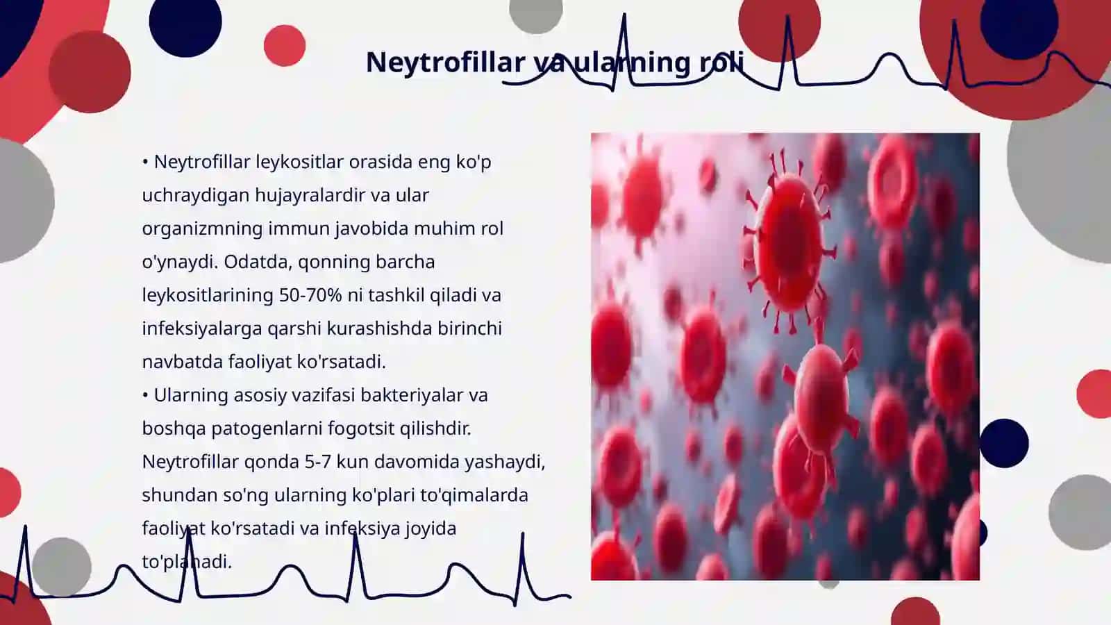 Qondagi neytrofillar leykositlar tugallangan yoki tugallanmagan fogotsitlar soʻlakdagi lizotin fermentini aniqlash 3
