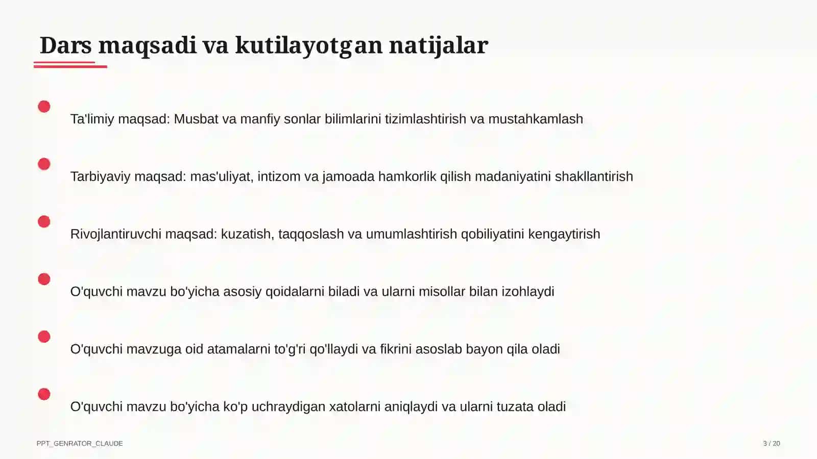 Musbat va manfiy sonlar (6-sinf) 3