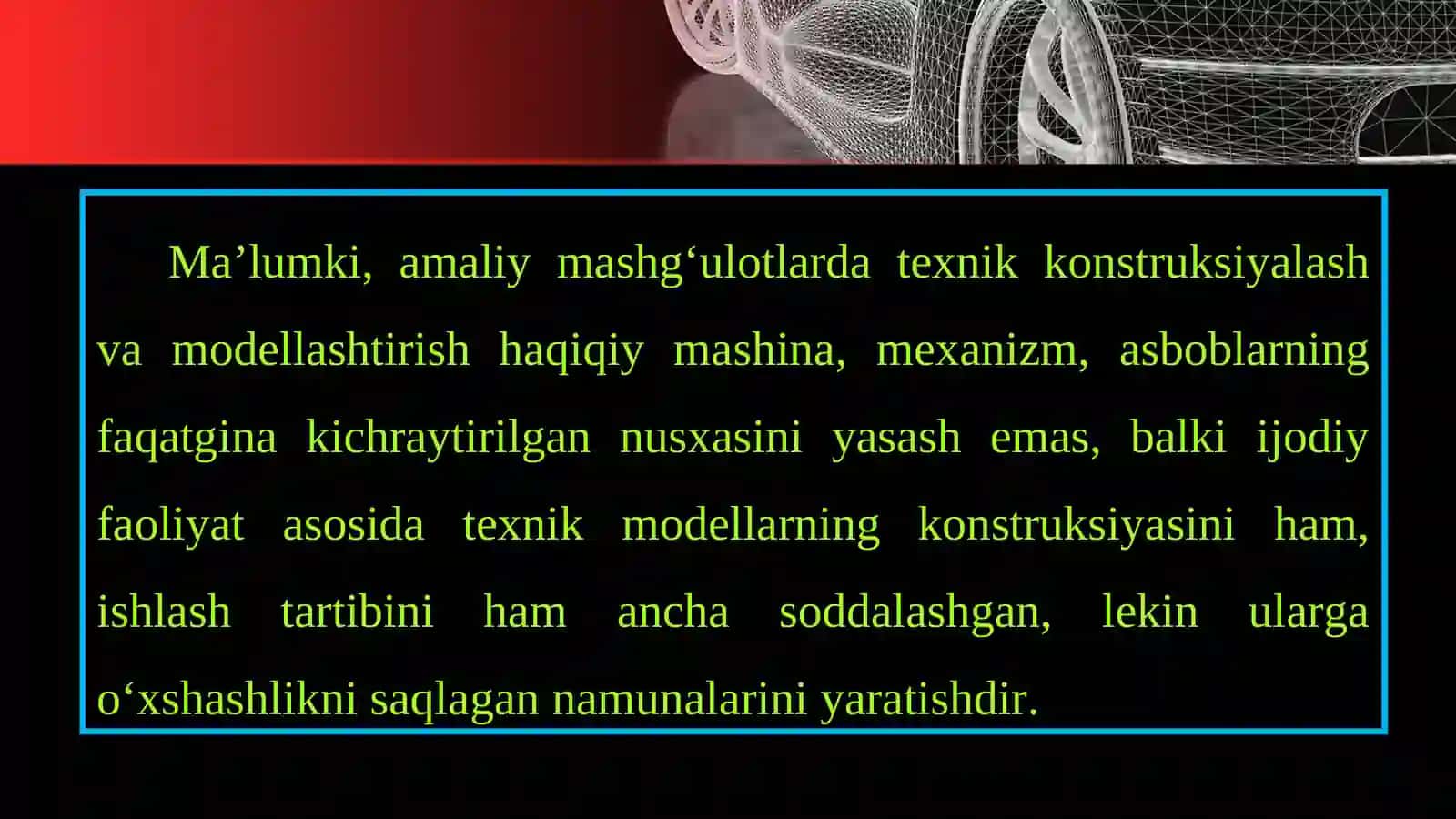Avtomobilni lohihalash va modellashtirishni oʻrganish 3