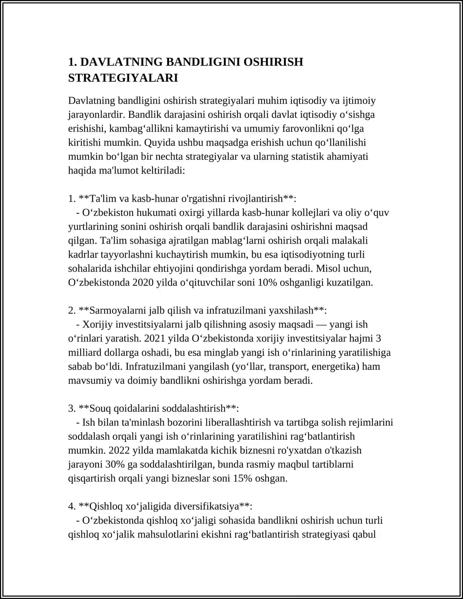 DAVLAT FUQAROLARNING BANDLIGINI TAʼMINLASH VA KAMBAGʻALLIKNI QISQARTIRISH CHORALARI HAQIDA 3