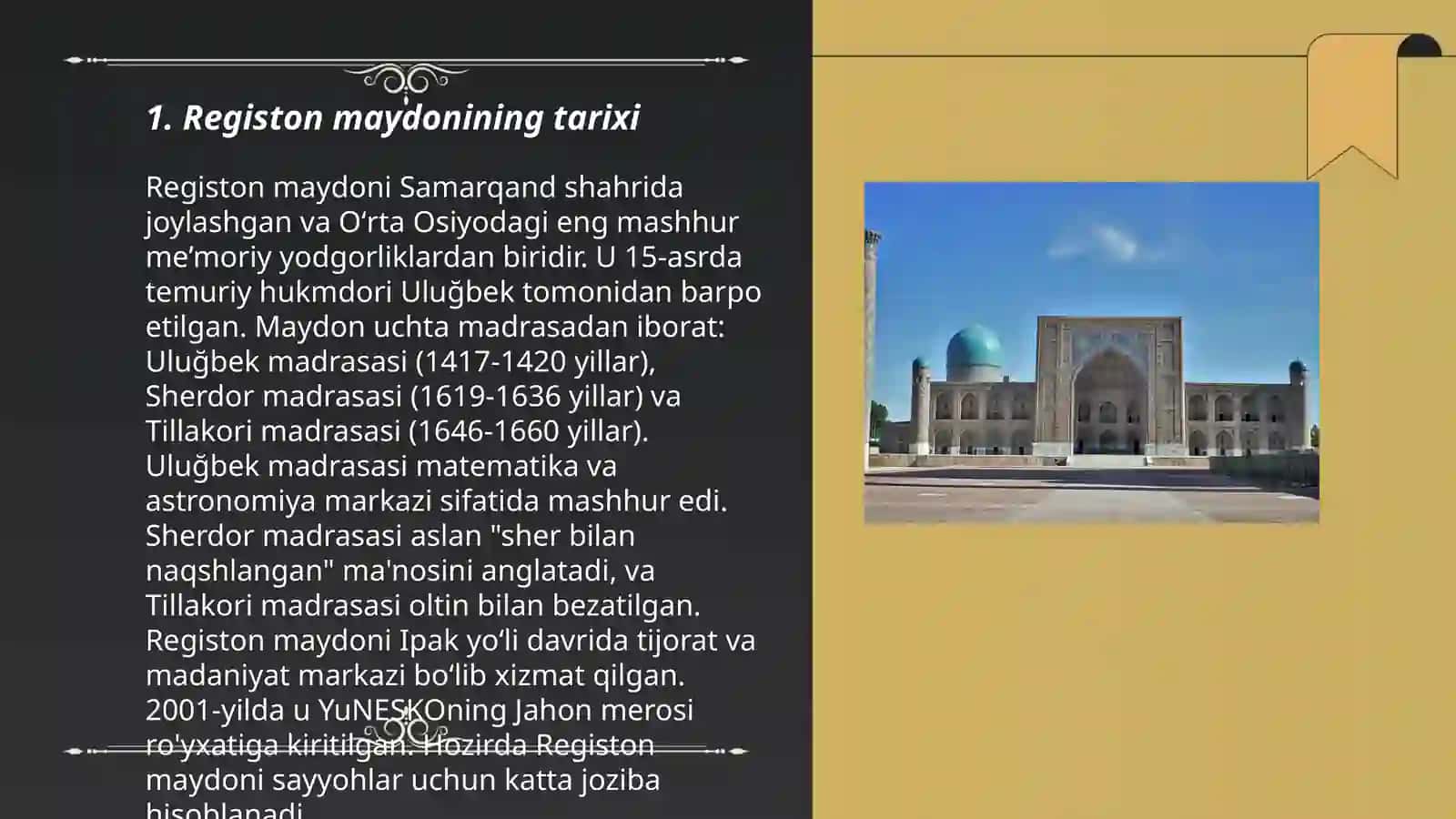 Registon maydonining tuzilishi 3